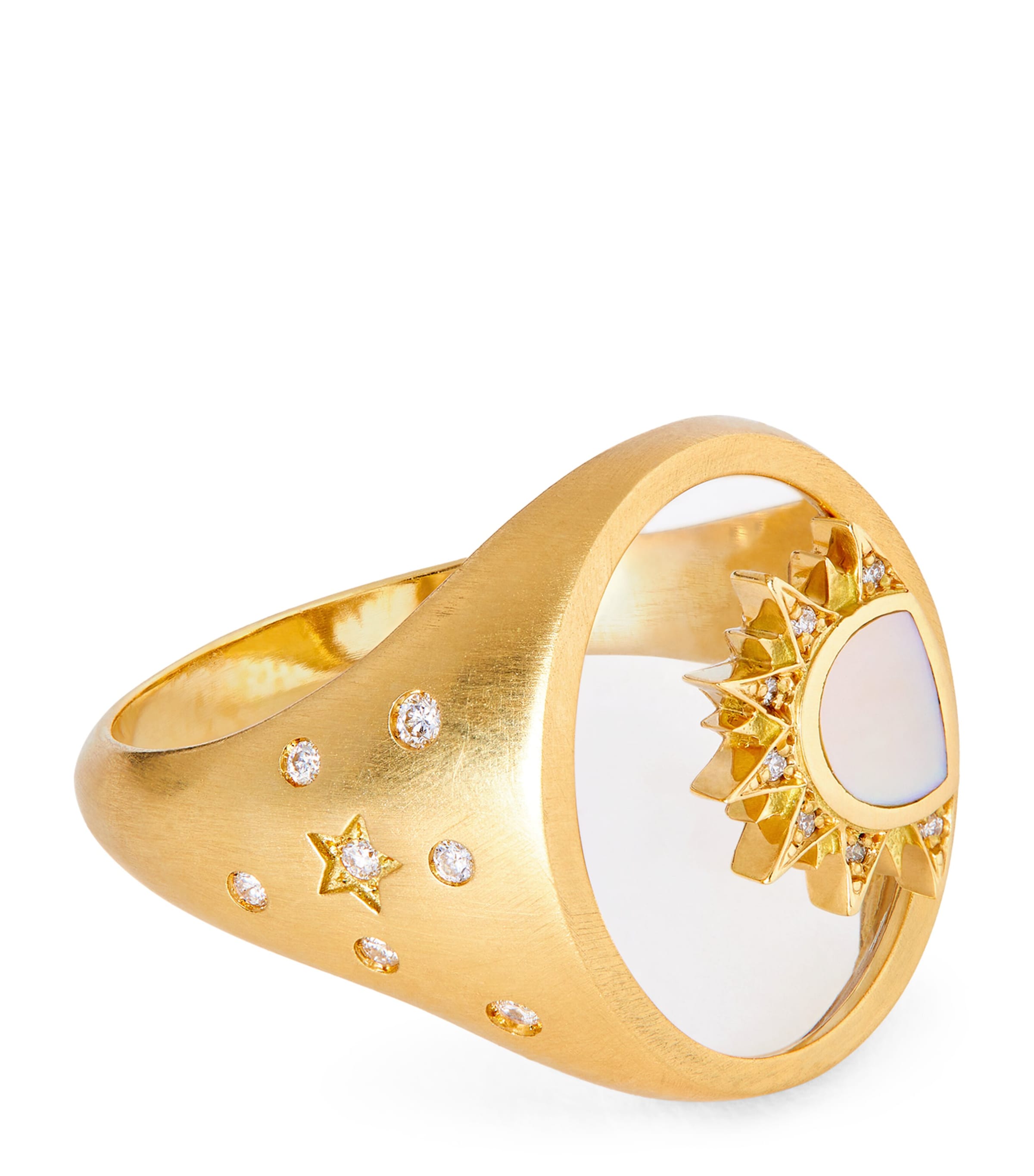 L'atelier Nawbar Yellow Gold, Diamond And Mother-of-pearl Shams 2.0 Ring In White