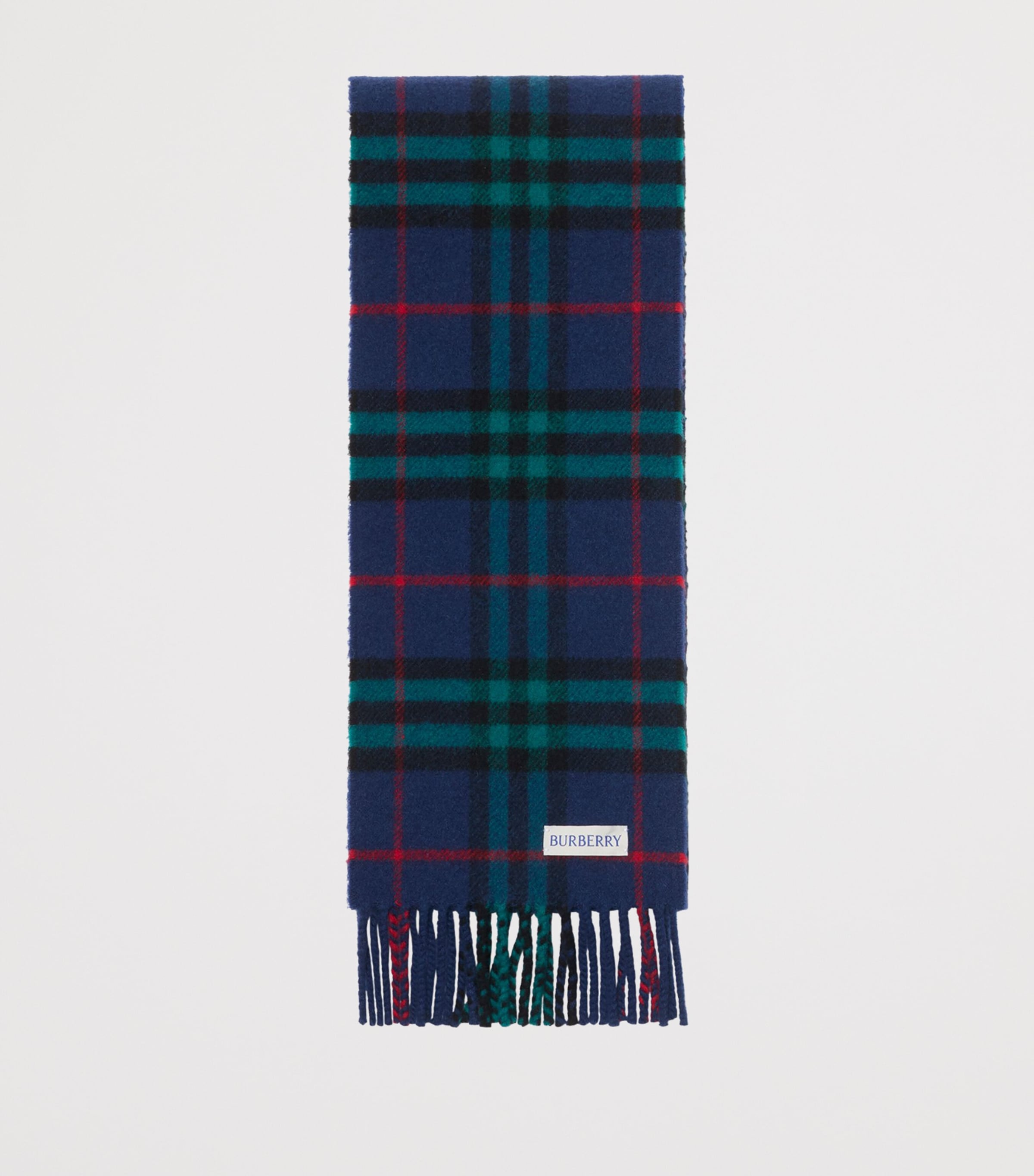 Burberry Cashmere Narrow Check Scarf Bugle Blue Image 2