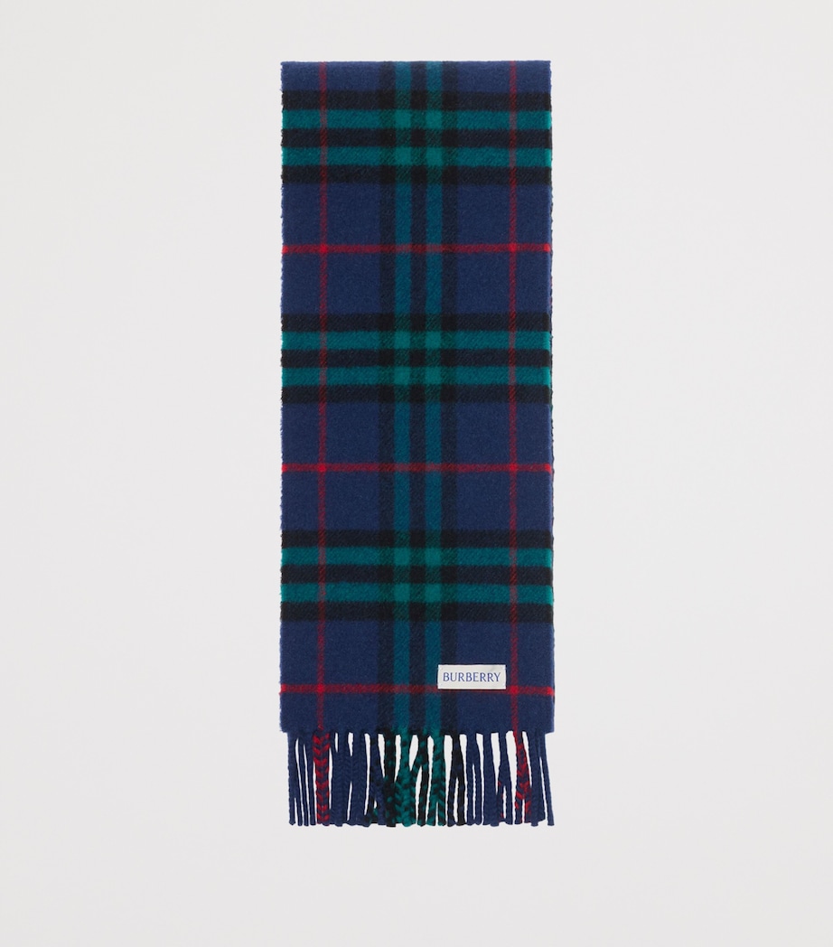 Cashmere Narrow Check Scarf BUGLE BLUE Image 2