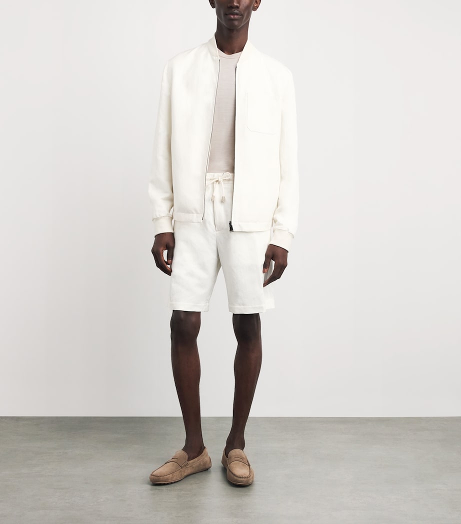 Canali Mens Linen-Silk Drawstring Shorts Image 2