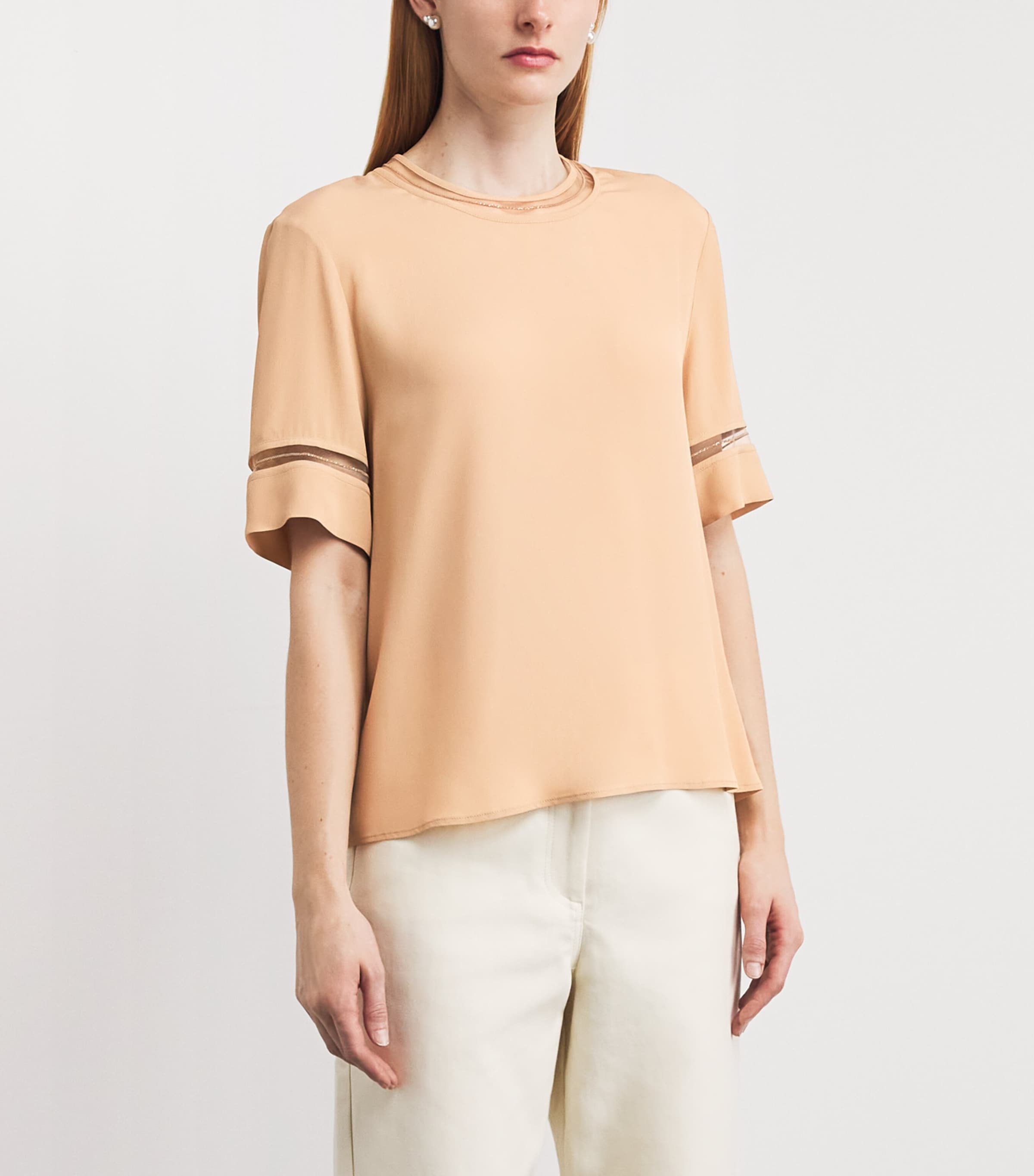 Fabiana Filippi Womens Embellished Crepe Blouse Acero Image 4