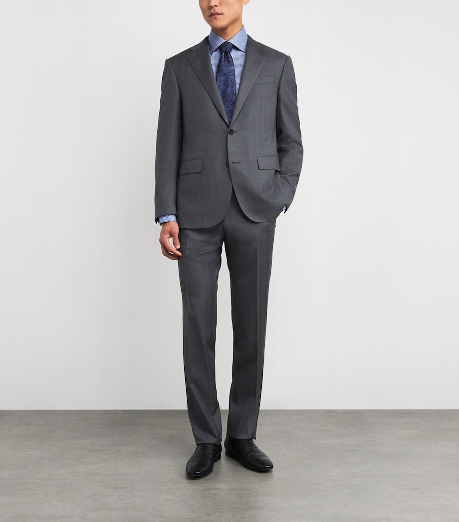 Cotton Twill Check Slim Shirt 26 DARK BLUE Image 2