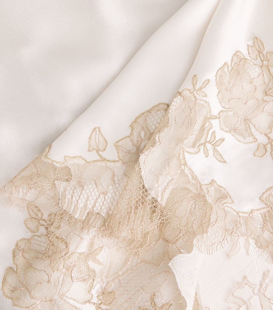 Silk Lace-Trim Short Slip Dress NACRE/VISON Image 5
