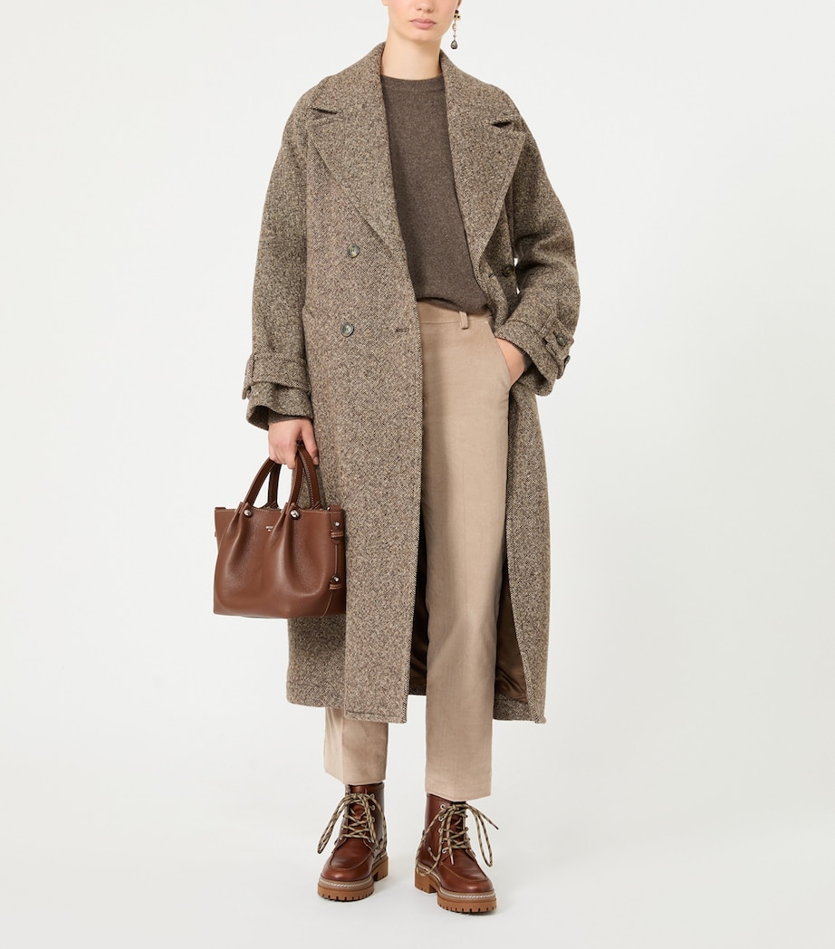Weekend Max Mara Womens Wool-Blend Double-Breasted Coat Brown Image 2