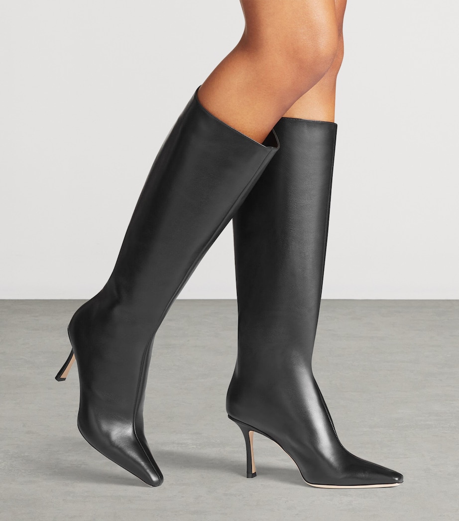 Jimmy Choo Agathe 85 Leather Knee-High Boots Black Image 2