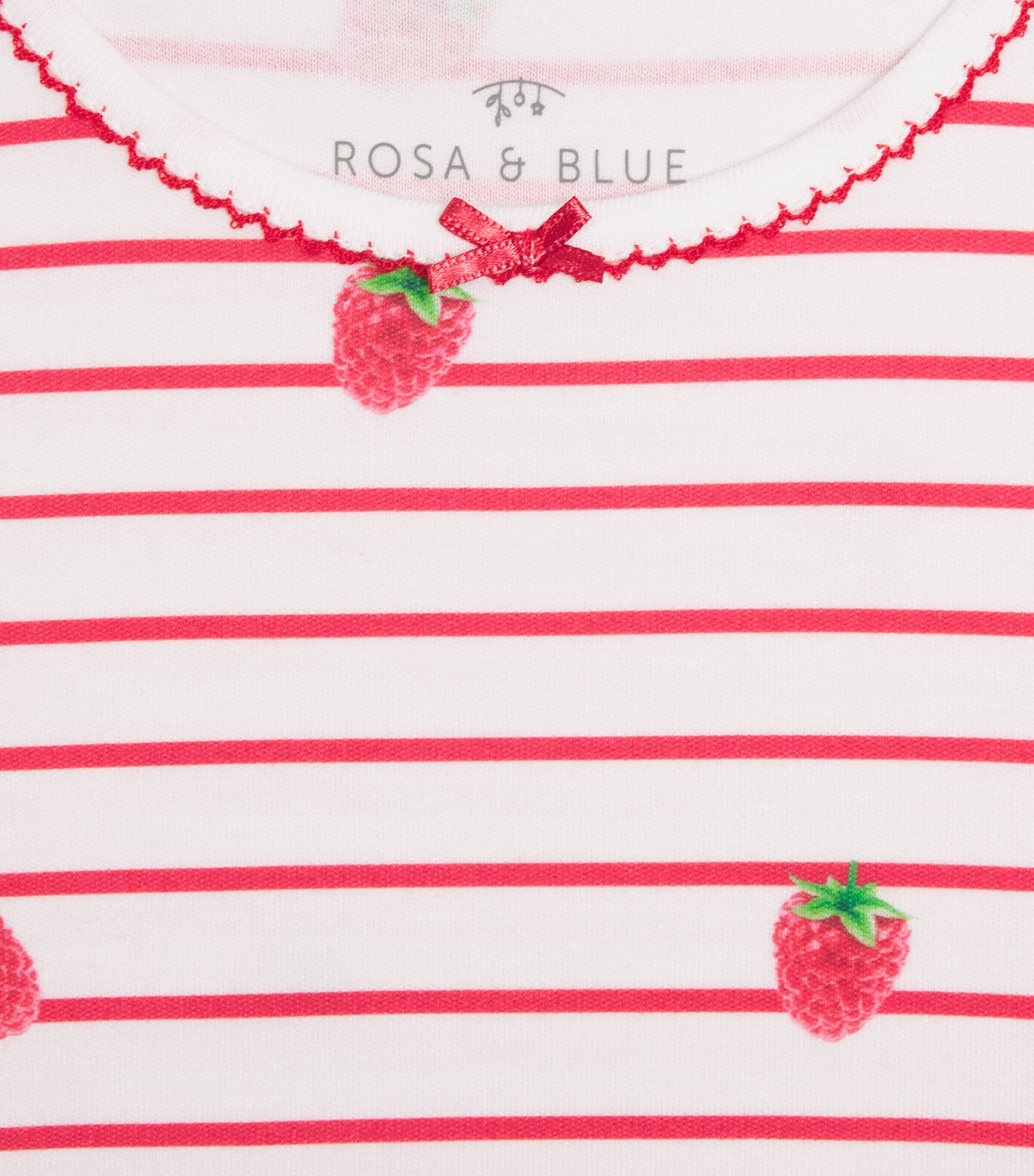 Rosa & Blue Bamboo-Organic Cotton Raspberry Pyjama Set (10-11 Years) Raspberry W/ Stripe Image 4