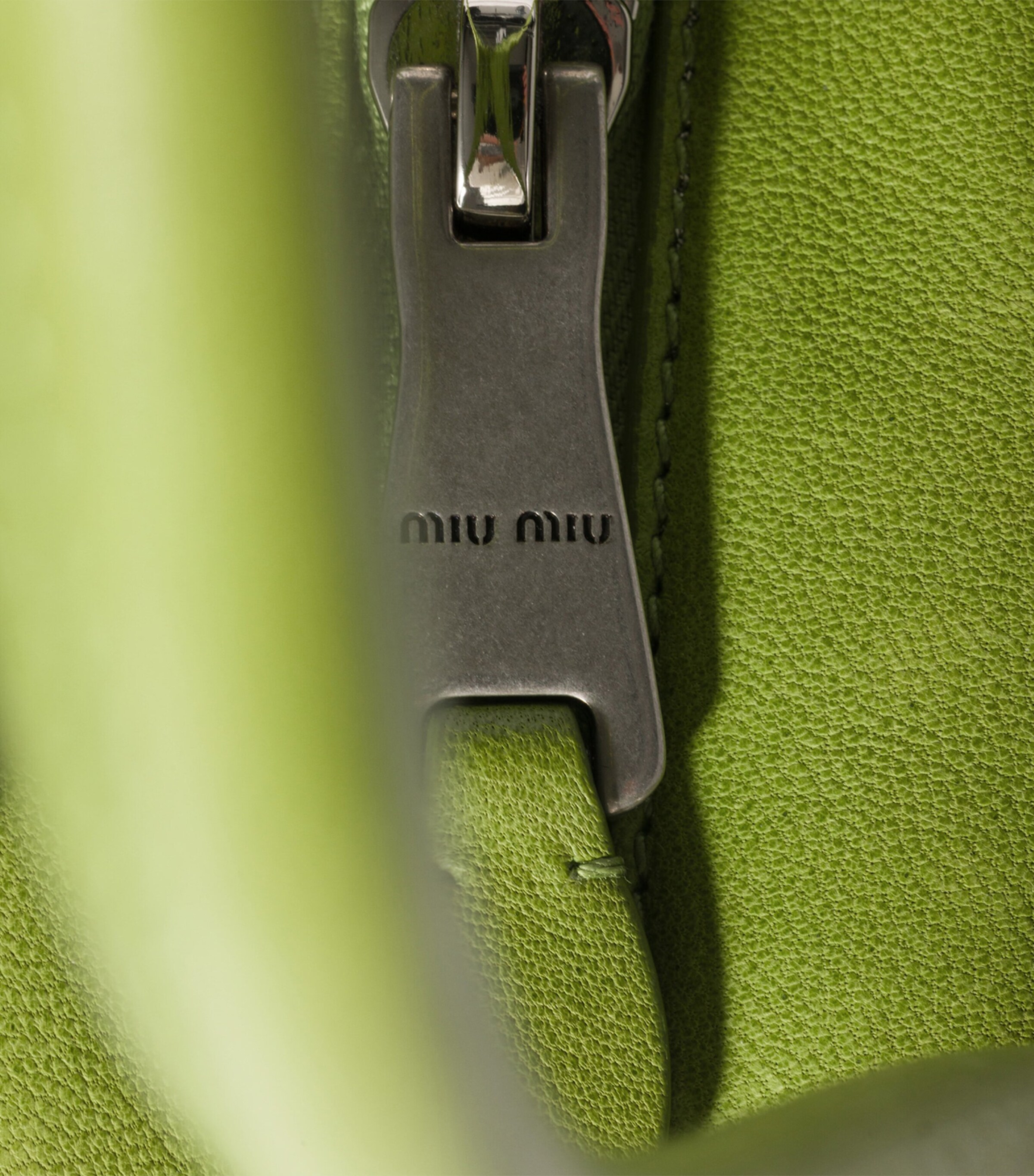Miu Miu Large Nappa Leather Vivant Top-Handle Bag Green Image 7