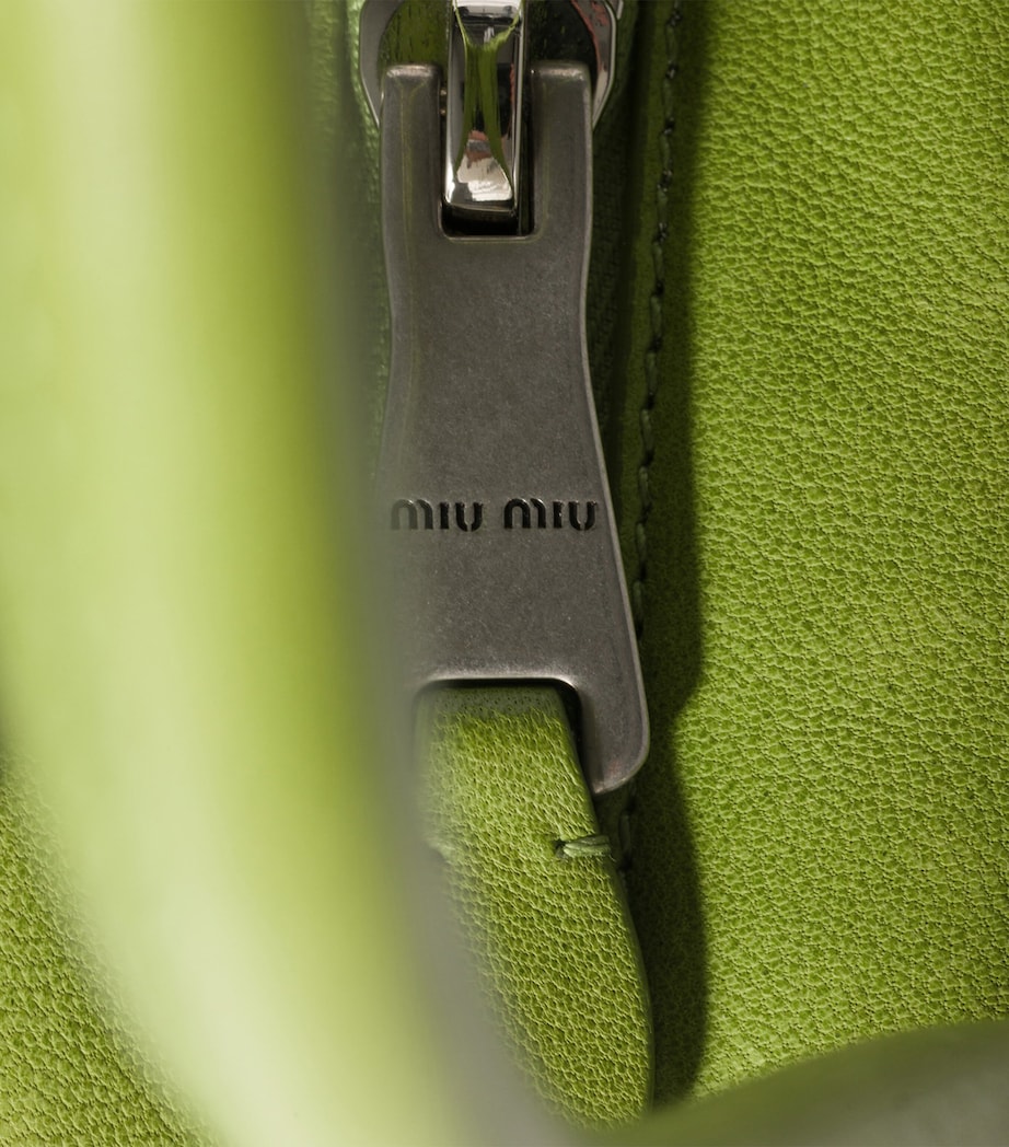 Miu Miu Large Nappa Leather Vivant Top-Handle Bag Green Image 7