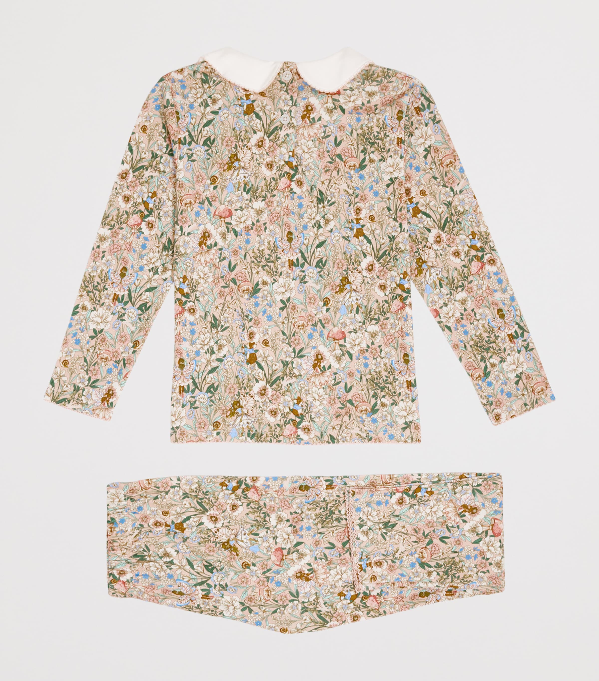 Harrods Pima Cotton Printed Pyjama Top and Bottoms Set (2-12 Years) Pink Image 2