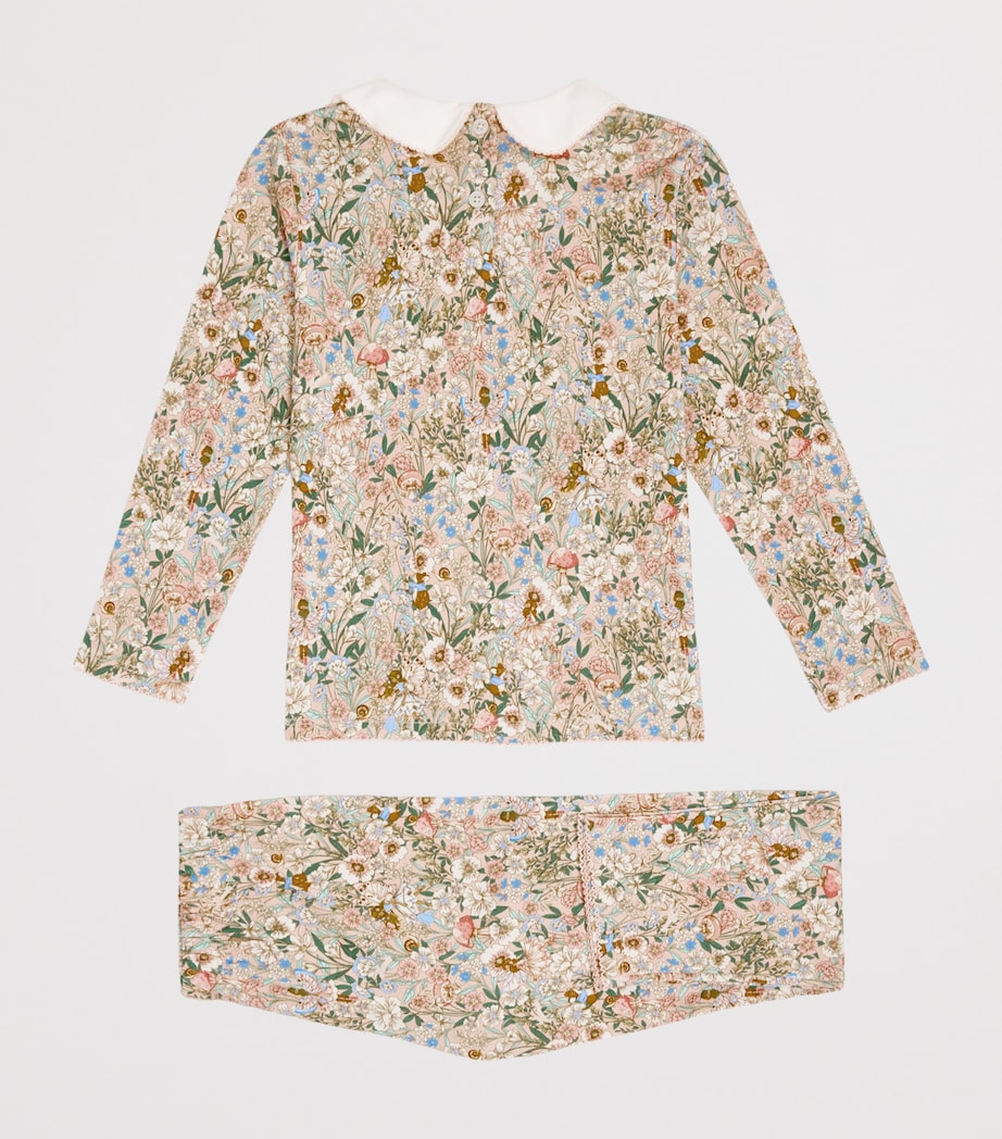 Harrods Pima Cotton Printed Pyjama Top and Bottoms Set (2-12 Years) Pink Image 2