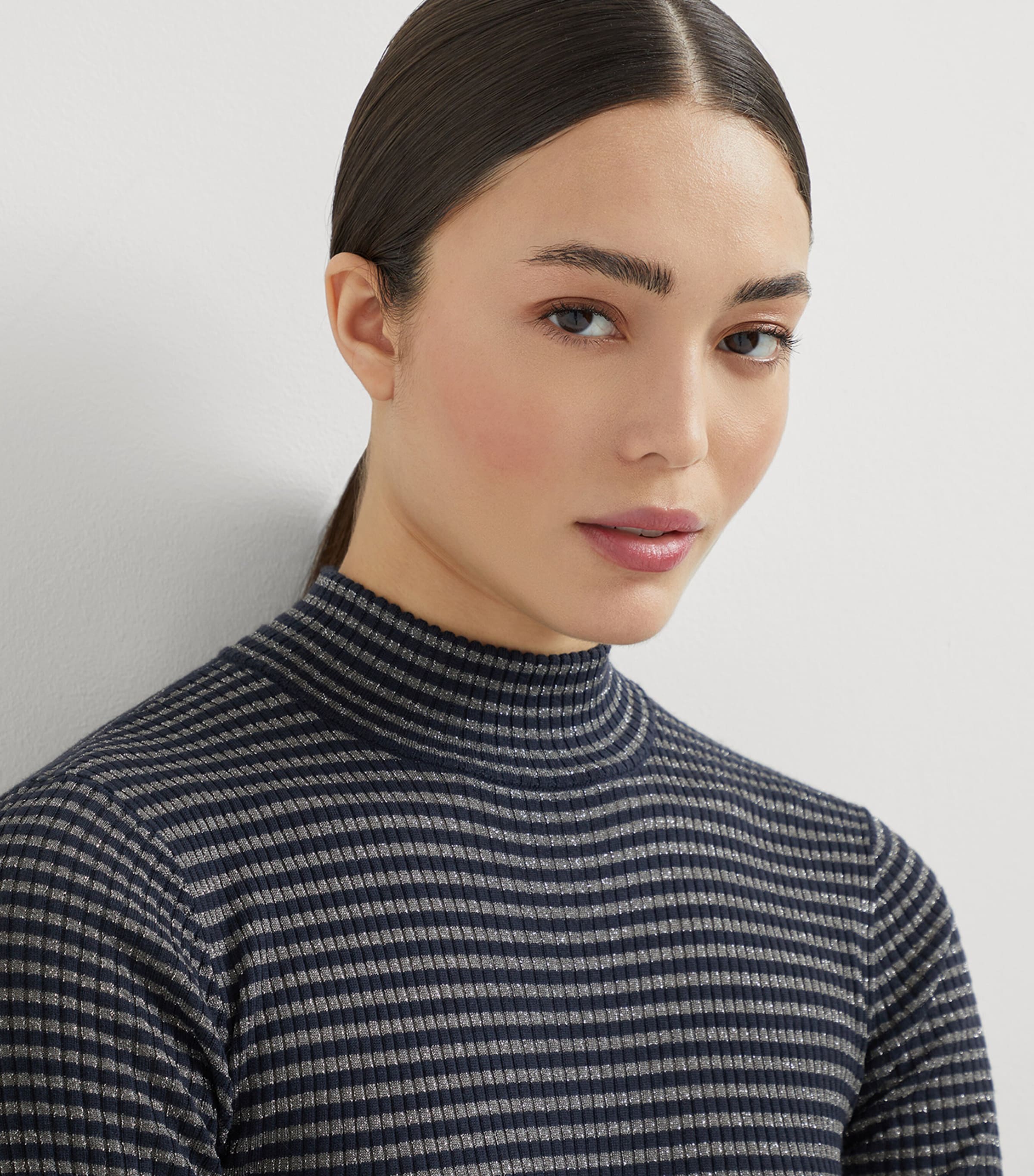 Virgin Wool-Cashmere Sparkling Stripe Sweater CGS61 Image 6