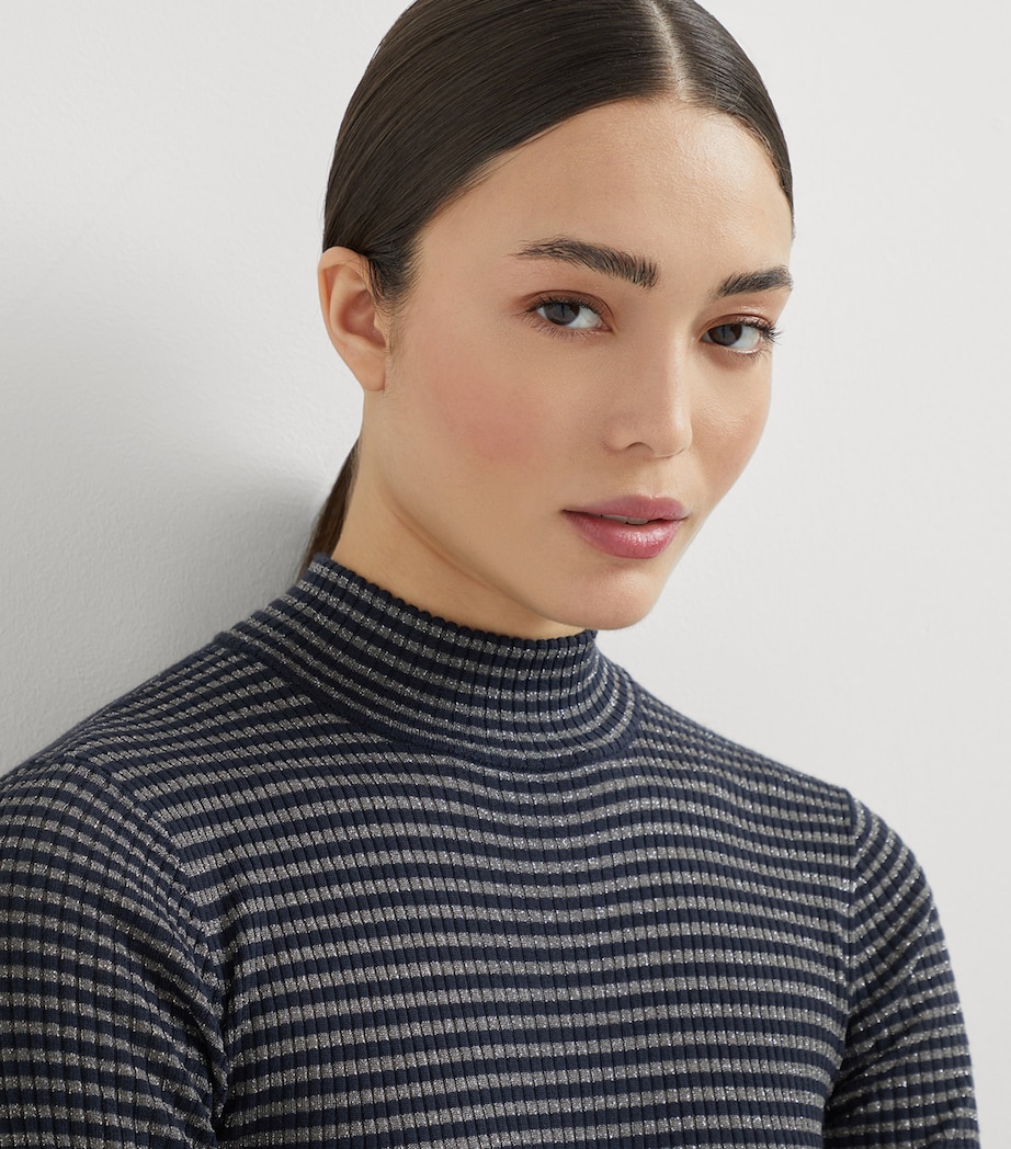 Virgin Wool-Cashmere Sparkling Stripe Sweater CGS61 Image 6