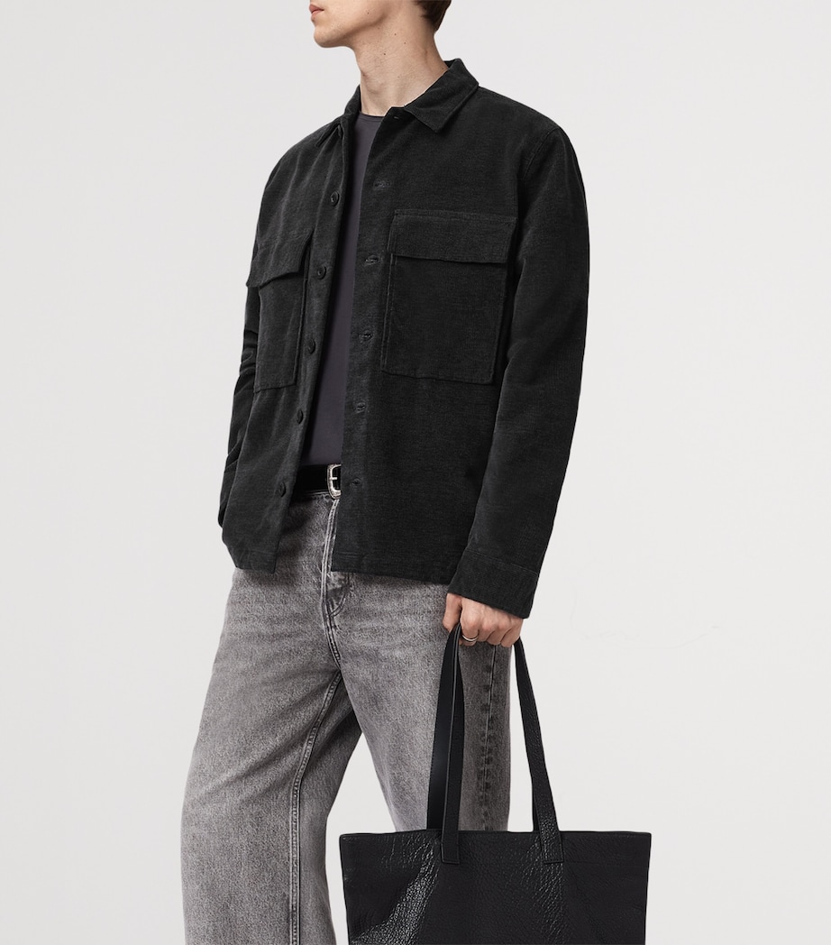 AllSaints Mens Corduroy Hawker Overshirt Faded Black Image 4