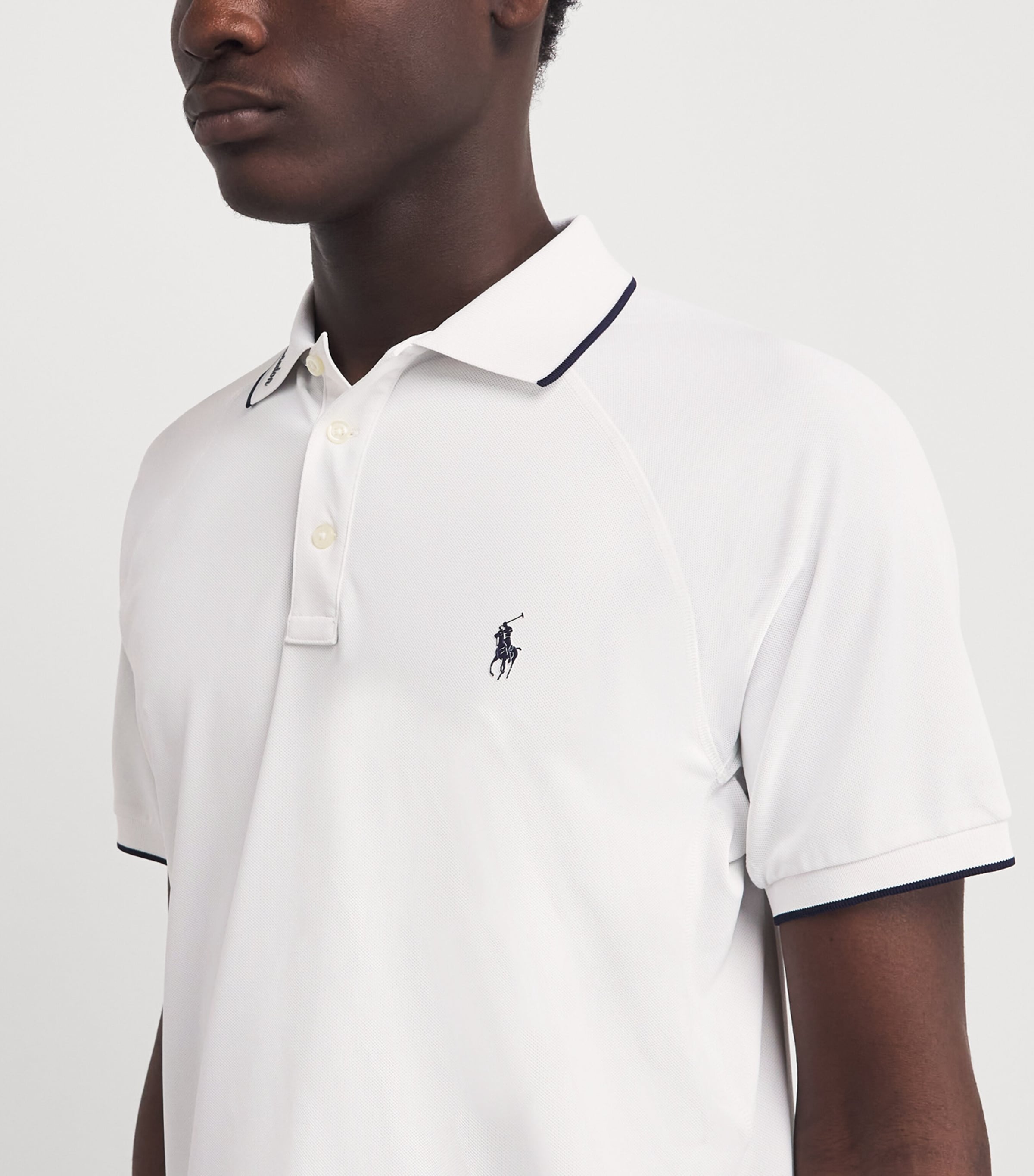 RLX Ralph Lauren Mens x Wimbledon Performance Piqué Polo Shirt Ceramic White Image 3