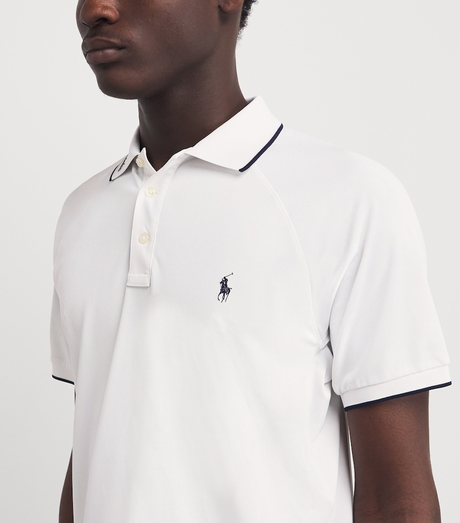 RLX Ralph Lauren Mens x Wimbledon Performance Piqué Polo Shirt Ceramic White Image 3