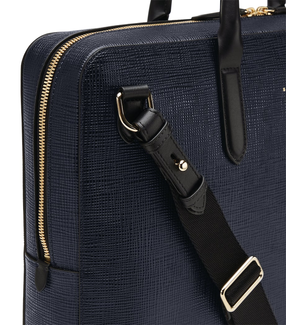 Leather Briefcase NAVY Image 4