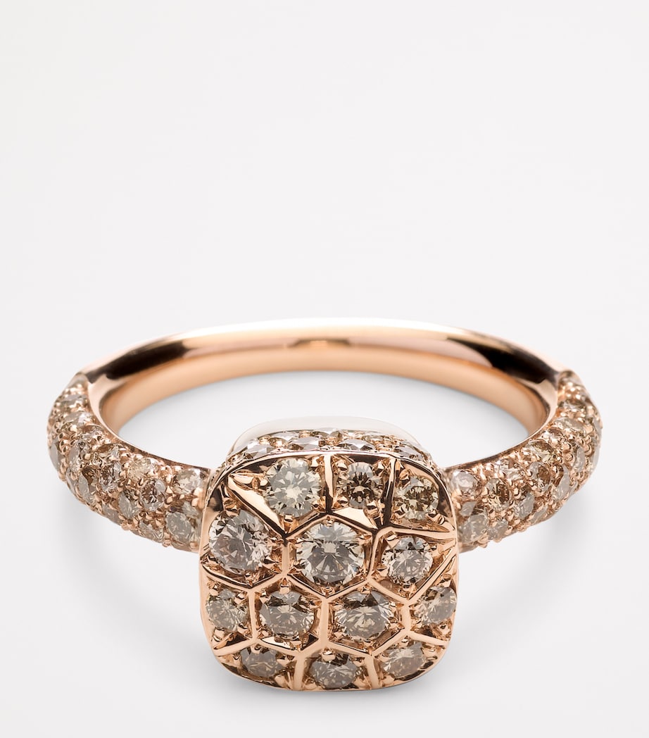 Mixed Gold and Brown Diamond Nudo Solitaire Ring DBR00 Image 2