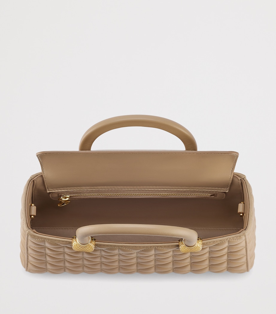 Leather Serpentine Duo Top-Handle Bag BEIGE Image 3