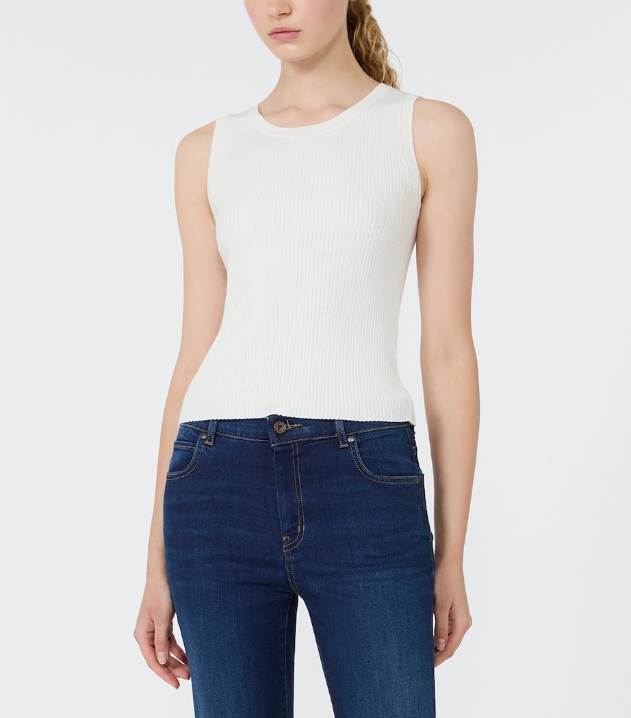 Weekend Max Mara Womens Rib-Knit Tank Top White Image 3