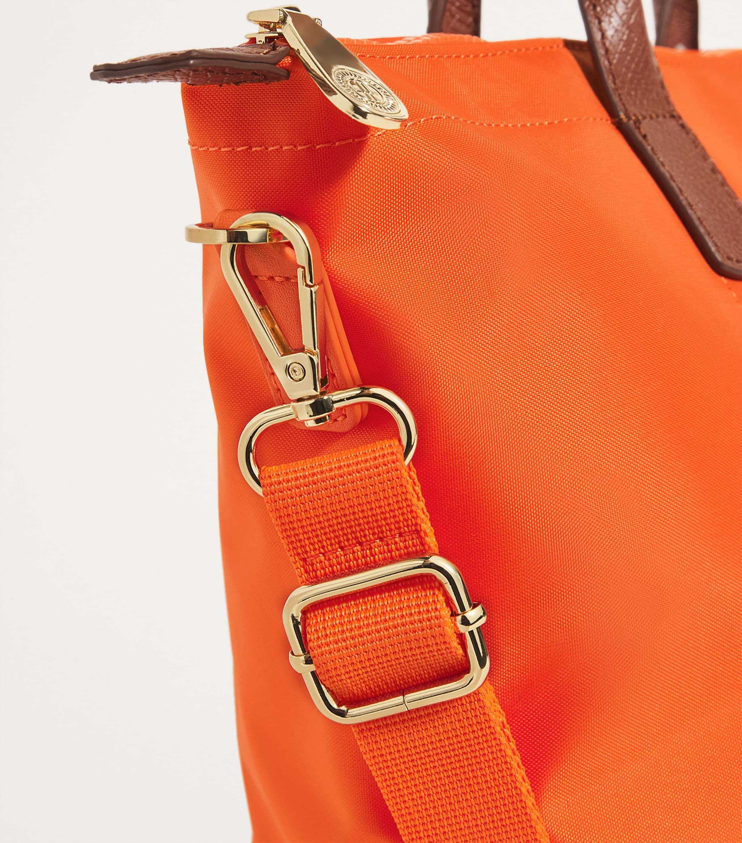 Harrods Grab Nylon Tote Bag Orange Image 4