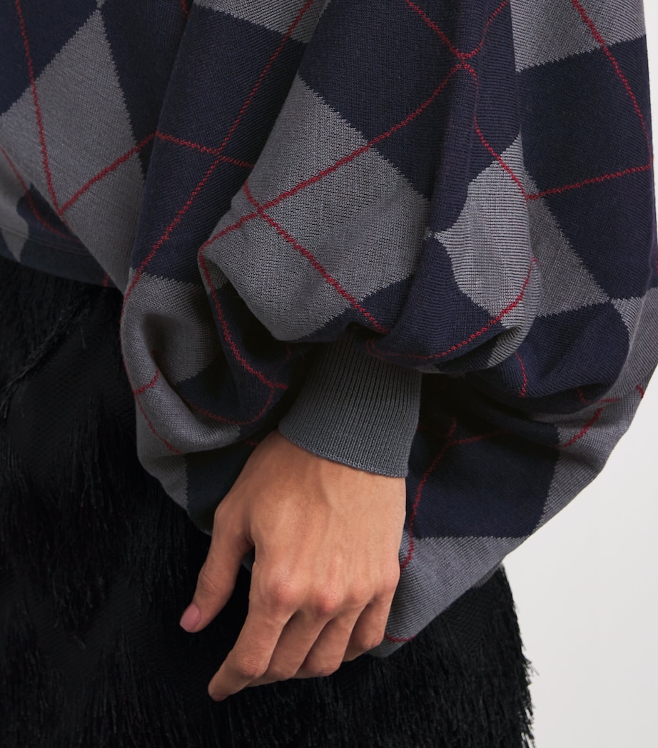 Merino Wool Argyle Sweater NAVY / GREY Image 6