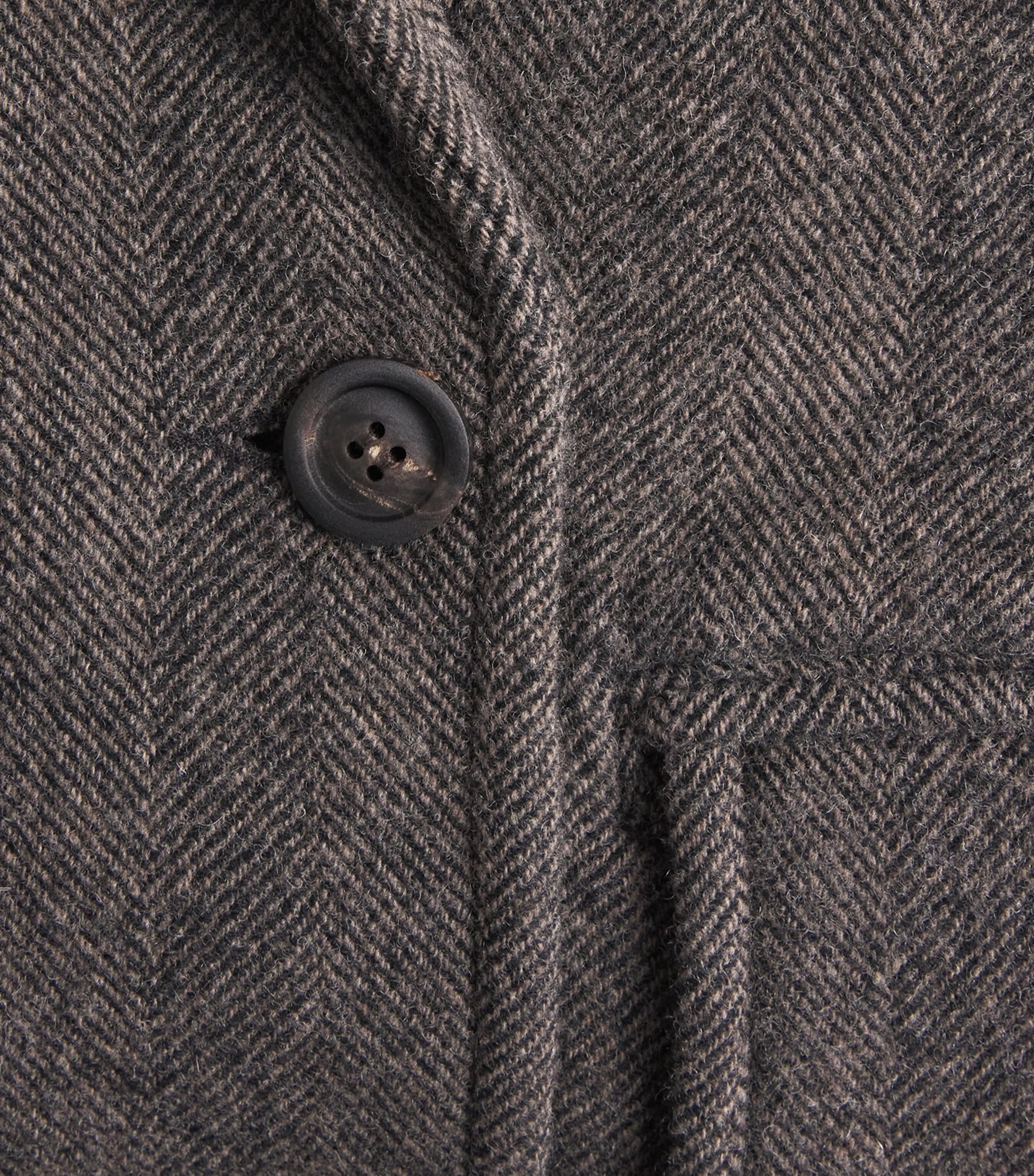 Coor Mens Wool Herringbone Double-Breasted Coat Melange Brown Image 2