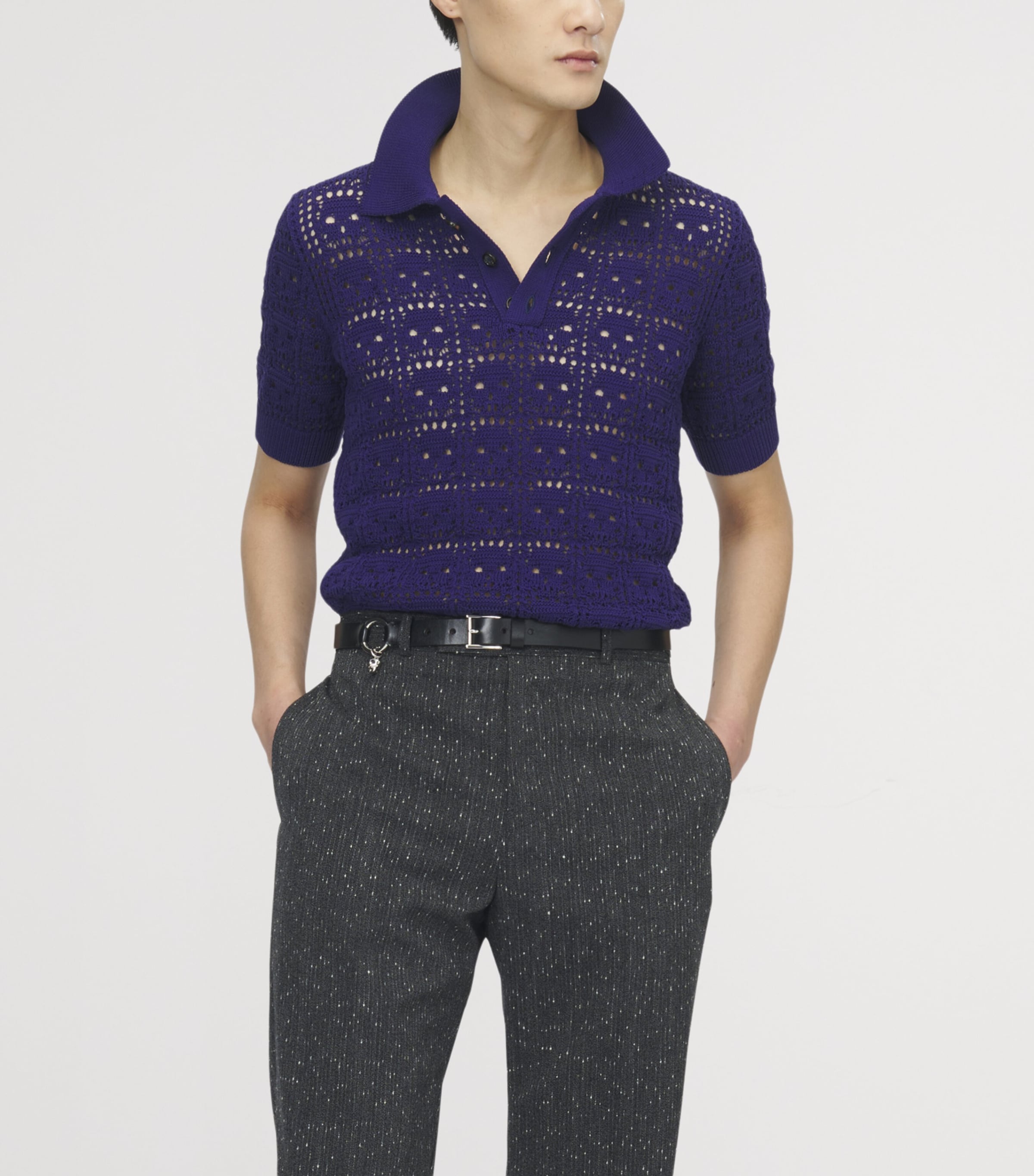 McQueen Mens Crochet-Skull Polo Shirt Image 4