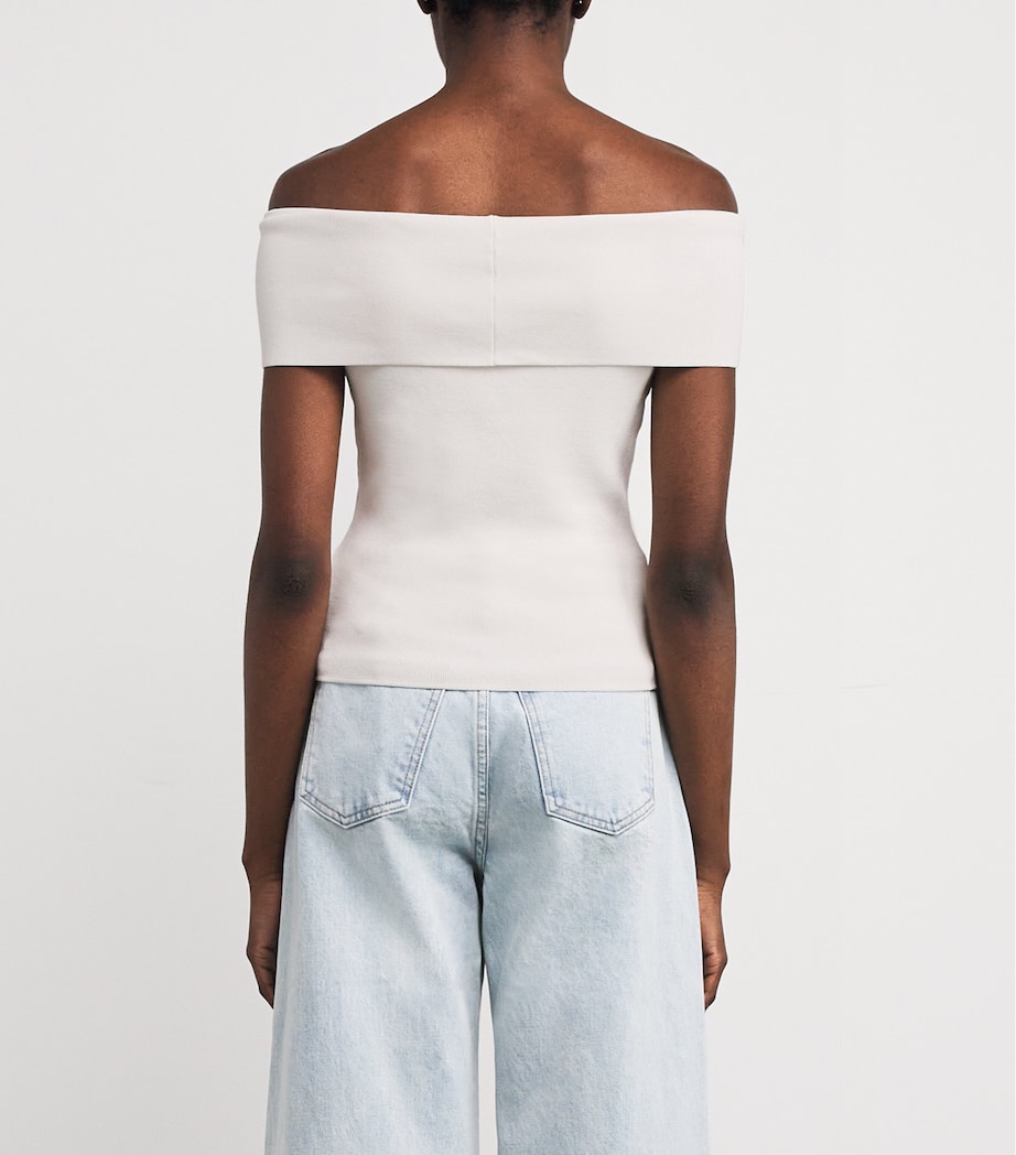 Knitted Off-The-Shoulder Top WHITE Image 4