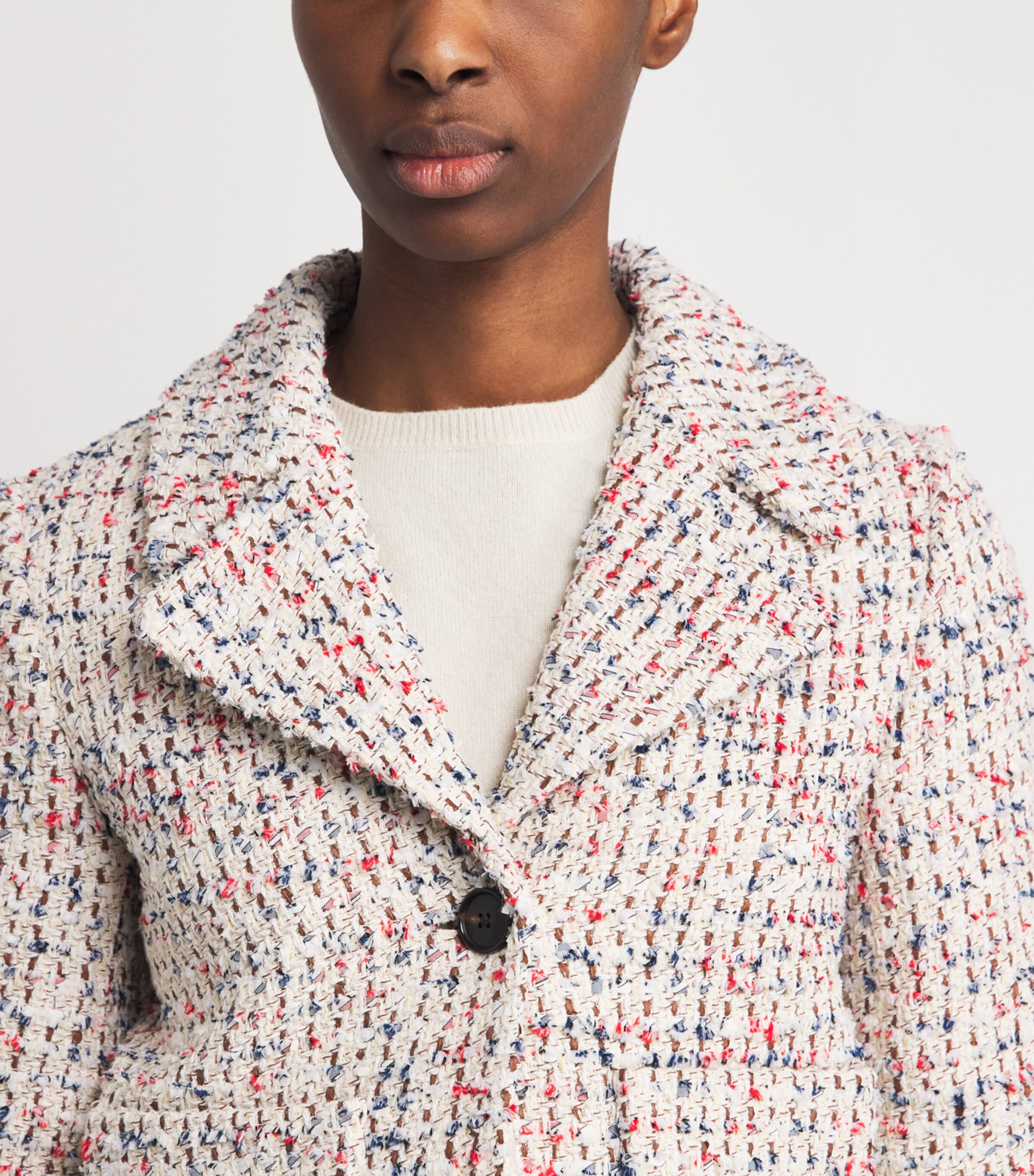 ME+EM Womens Cotton-Blend Heritage Crop Jacket Cream Multi Image 3