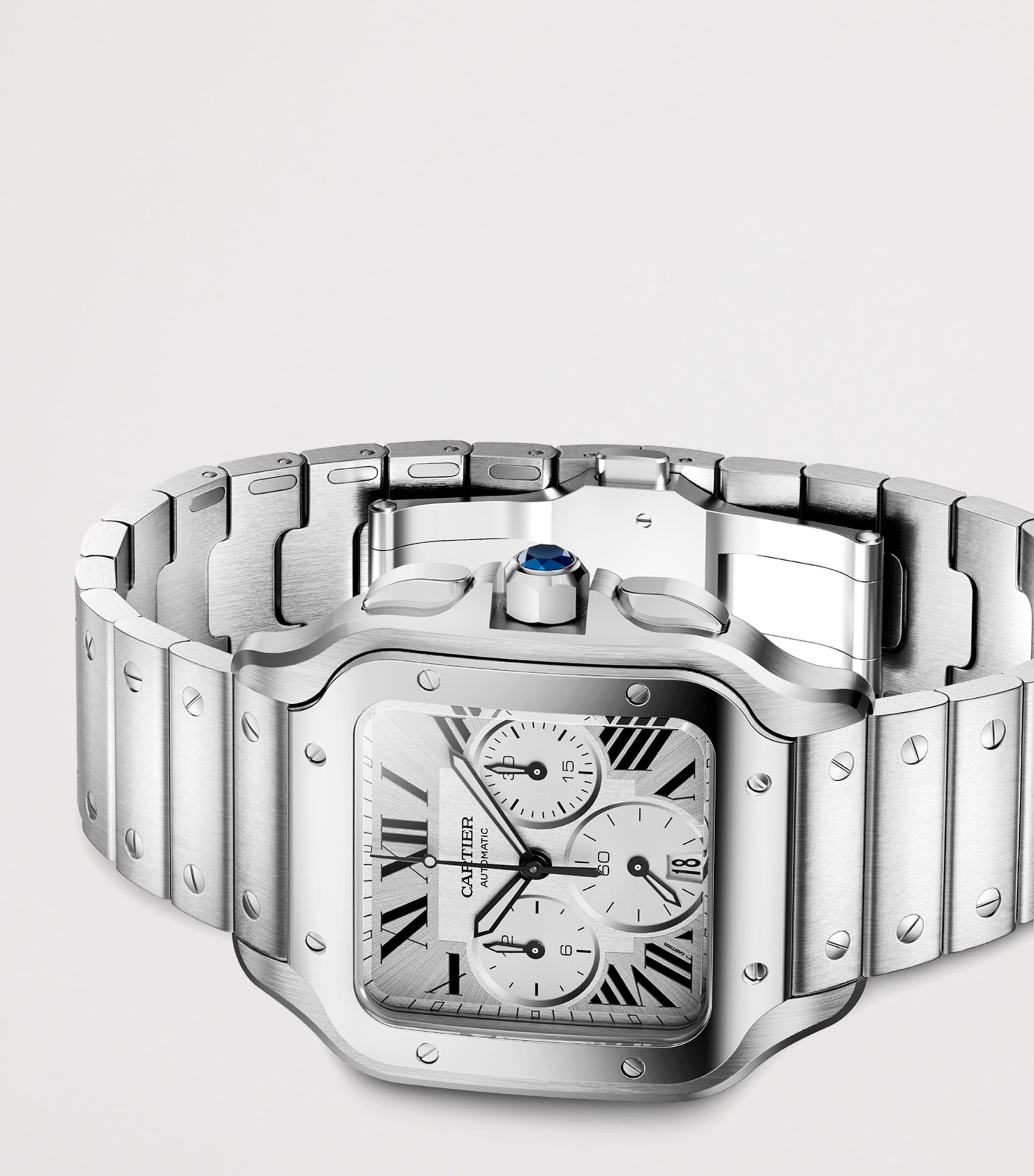 Cartier Large Stainless Steel Santos de Cartier Chronograph Watch 39.8mm Steel Image 4