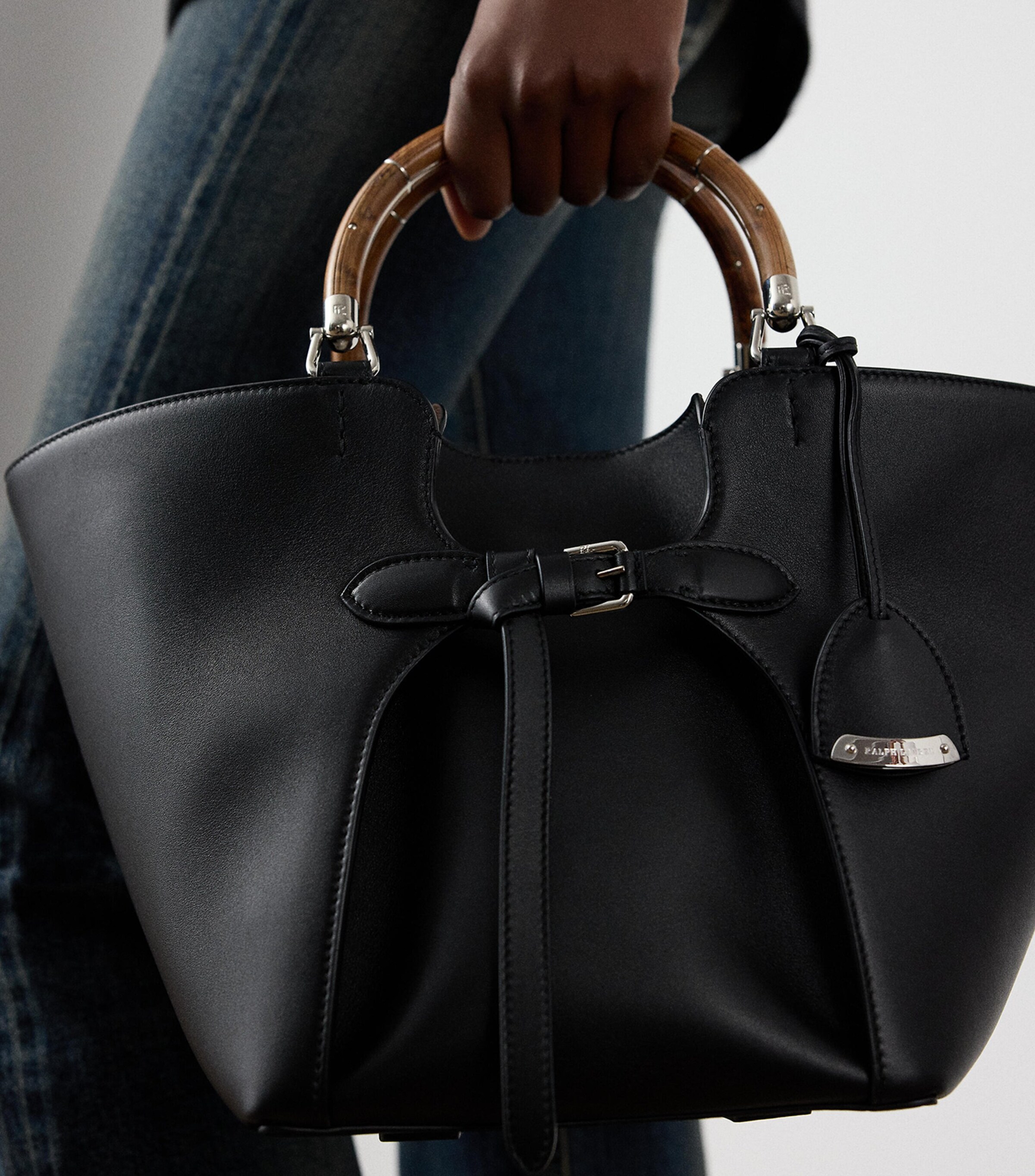 Ralph Lauren Collection Black Leather Ralph Tote Bag