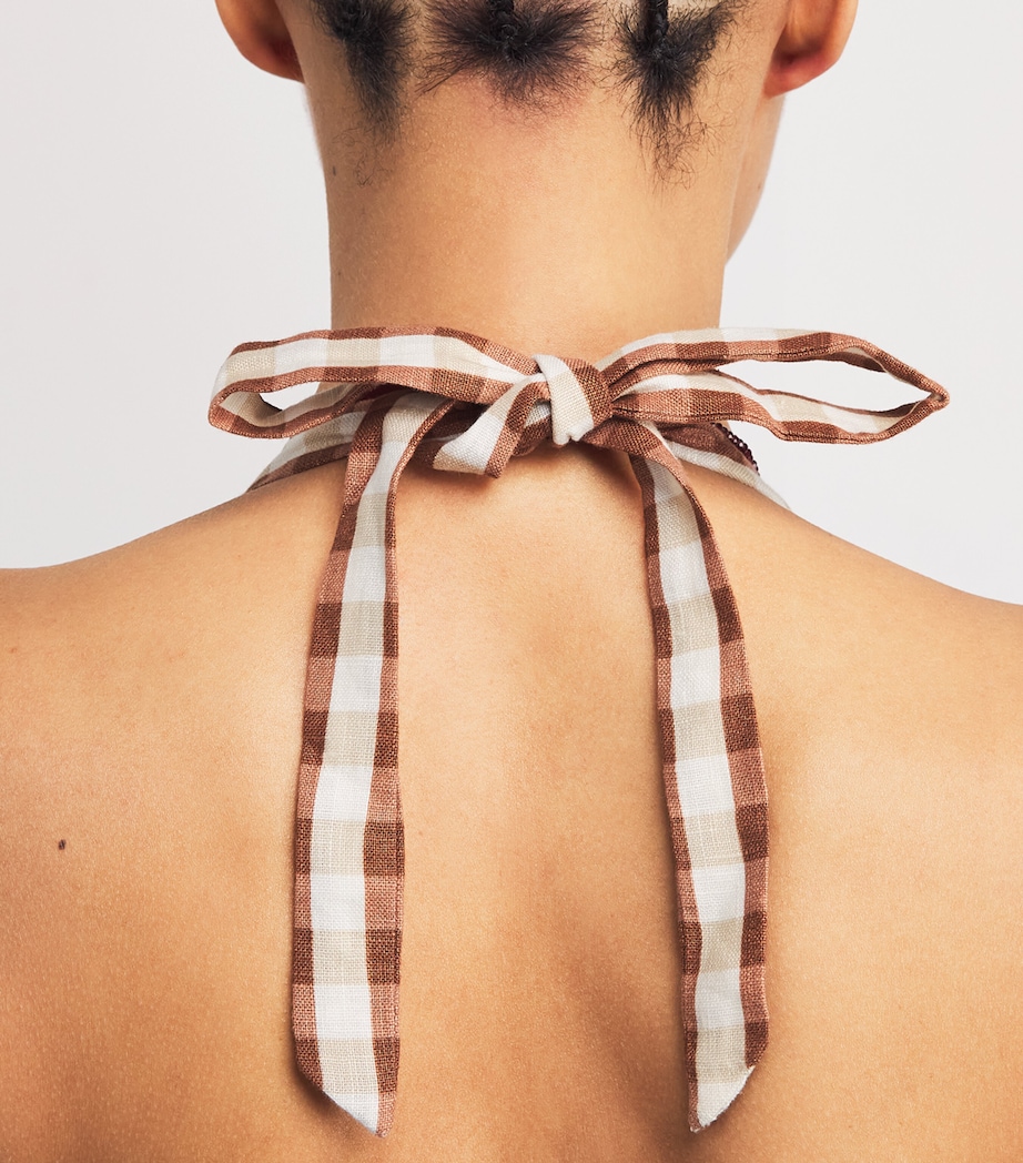 Linen Halterneck Marais Midi Dress GINGHAM CEDAR Image 6