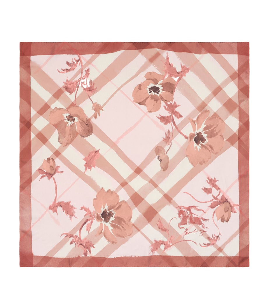 Burberry Silk Watercolour Check Scarf Quartz Pink Image 1