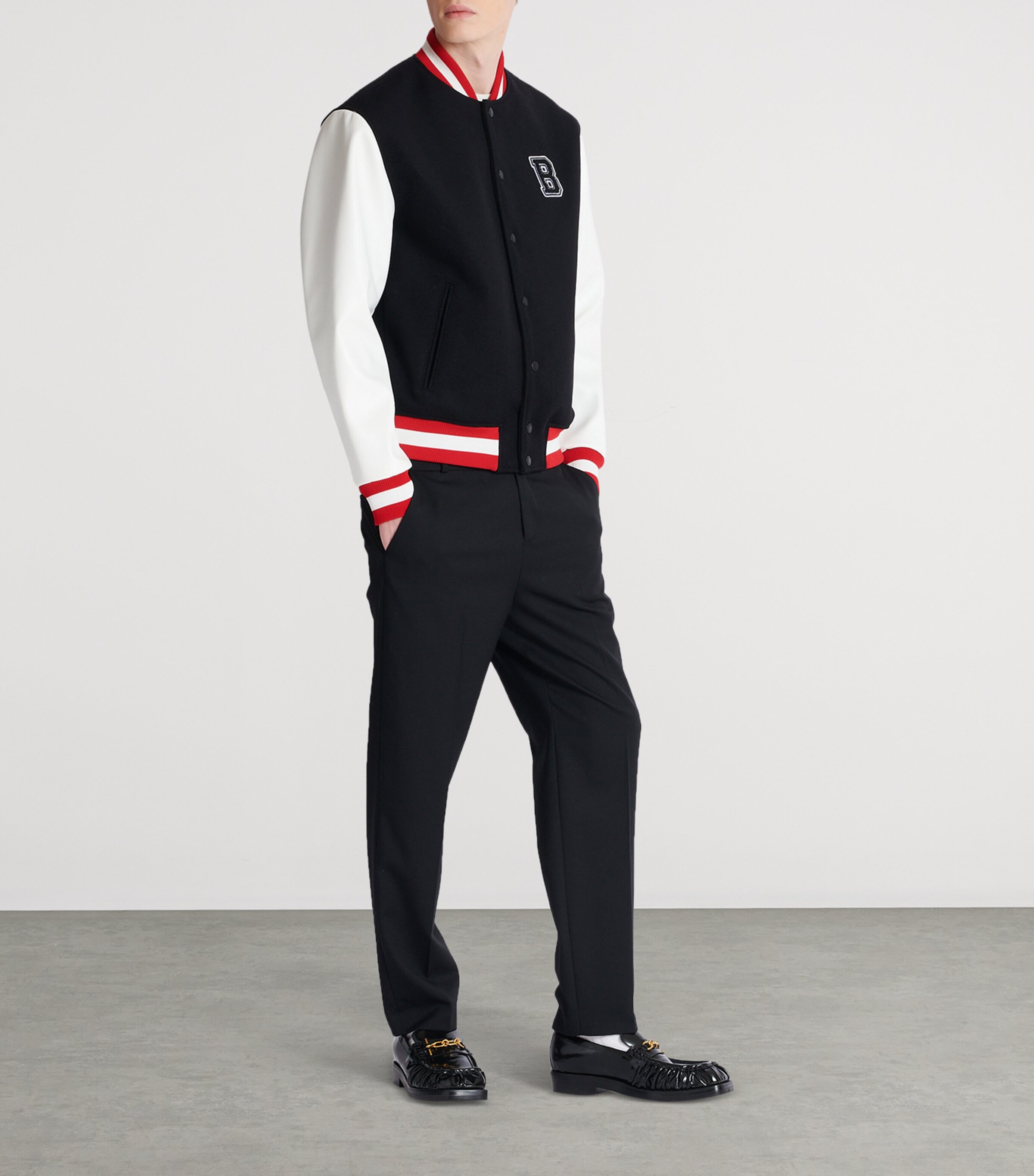 Virgin Wool Logo Bomber Jacket EBE NOIR/BLANC/ROUGE Image 7