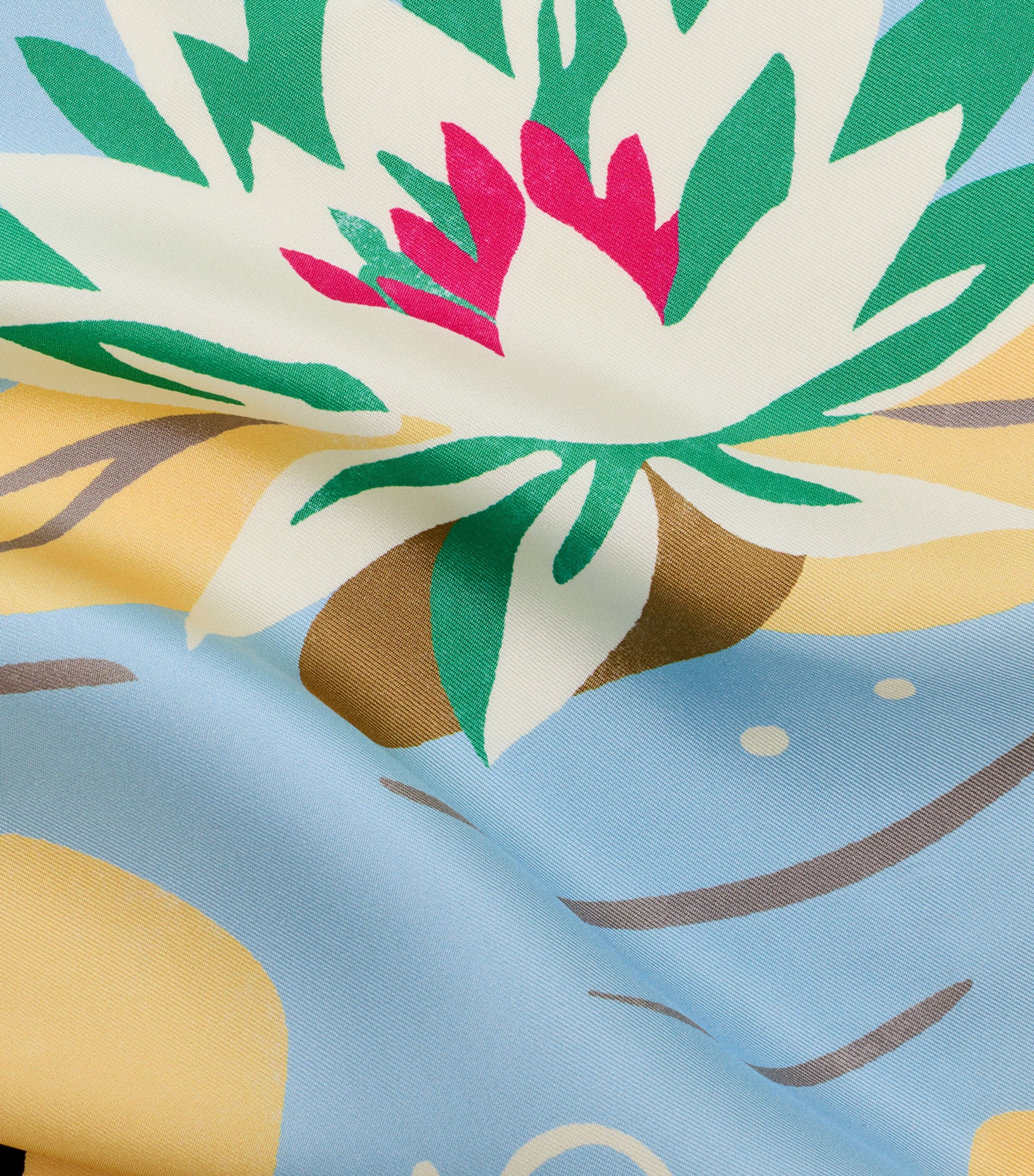 LOEWE x Paula's Ibiza Silk Frog Print Scarf Beige/light Blue Image 3