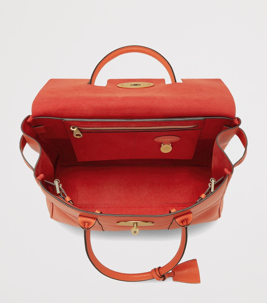 Mulberry Small Leather Bayswater Top-Handle Bag Coral Orange Image 5