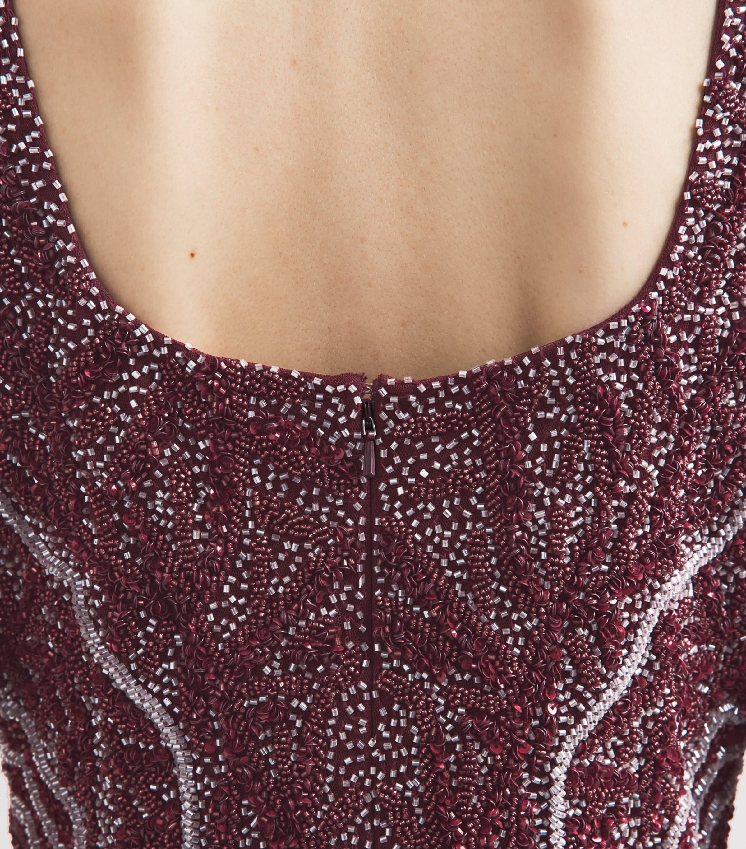 Raishma Womens Short-Sleeve Beaded Gown Burgundy Image 5