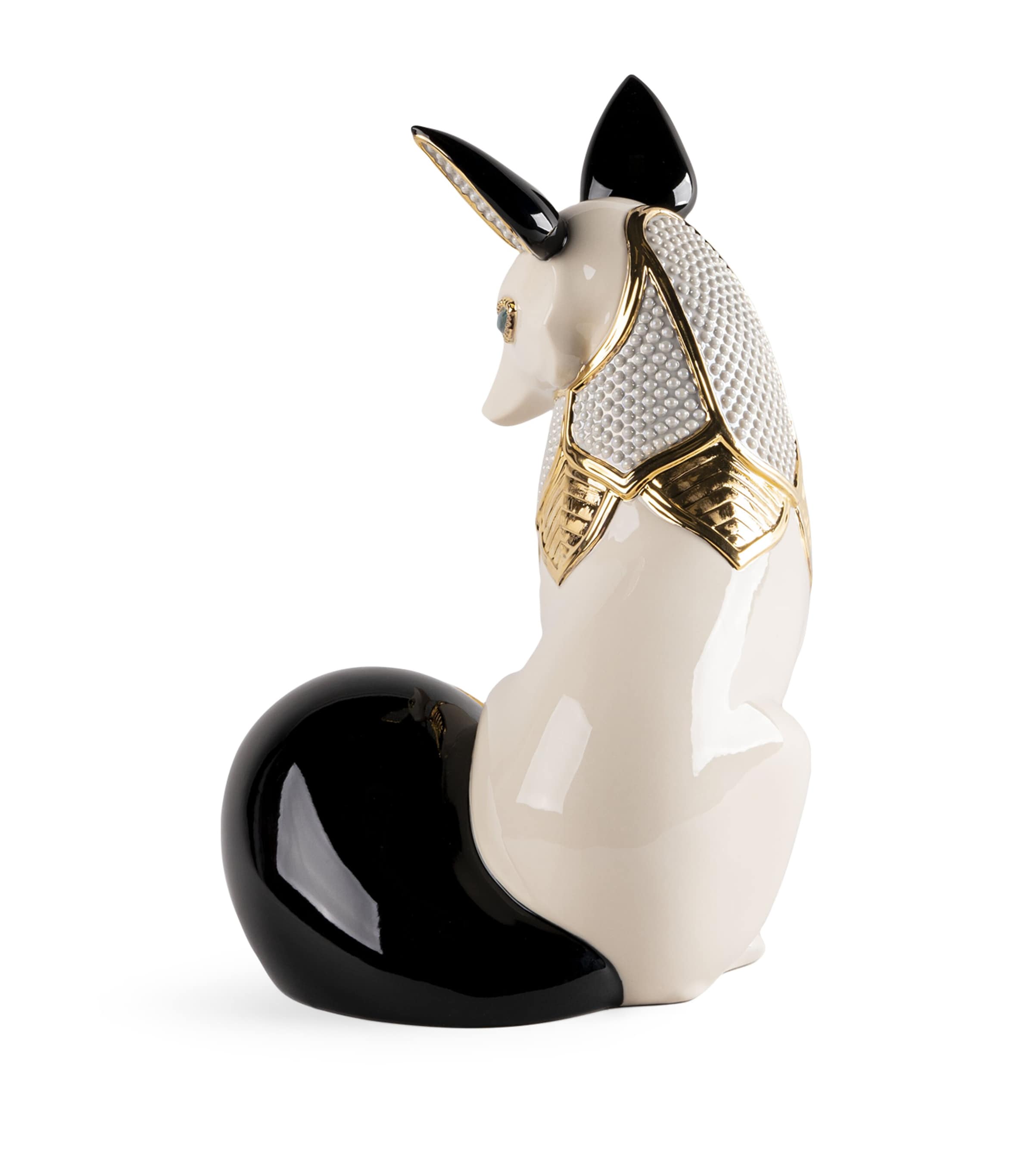 Fox Jewel Sculpture WHITE, BLACK & GOLD Image 2