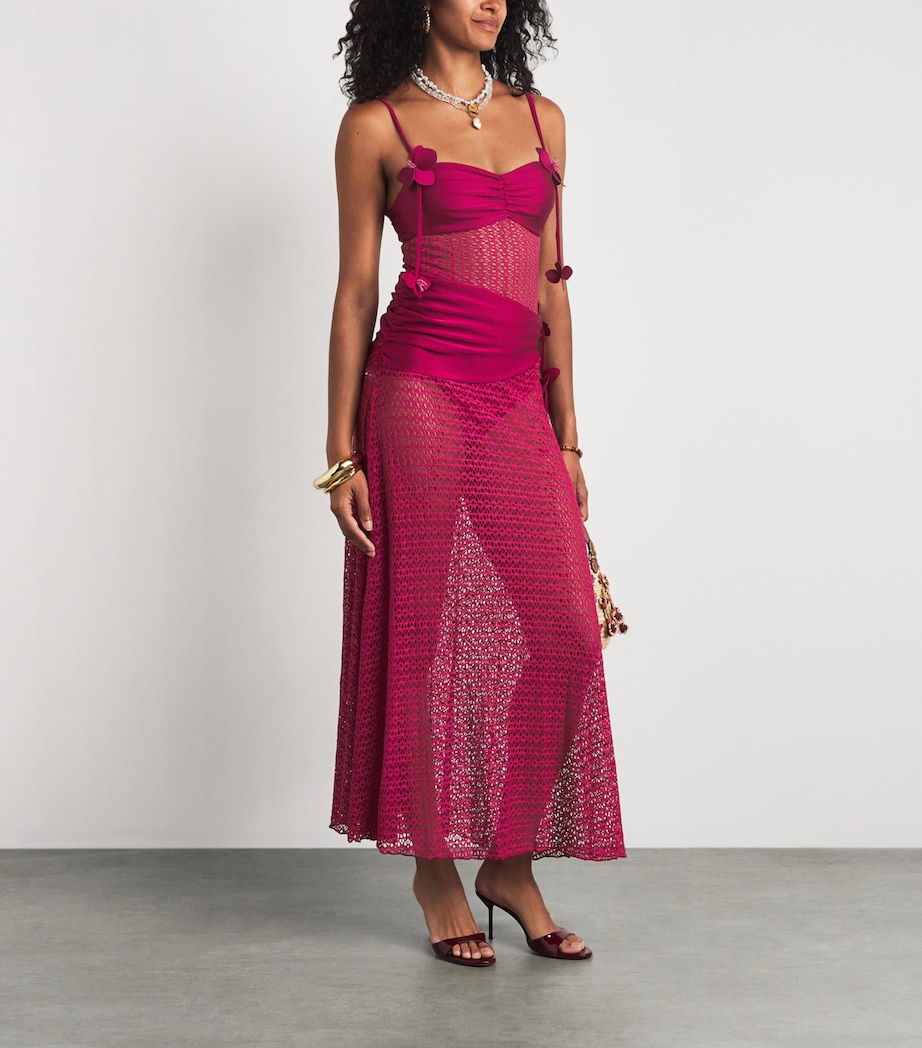 PatBO Womens Crochet-Trim Maxi Dress Magenta Image 2