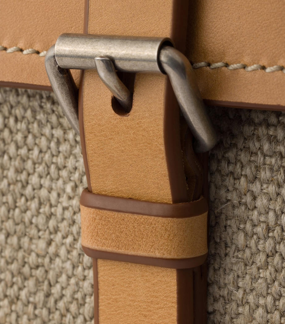 Prada Linen-Leather Route Tote Bag Neutral Image 8