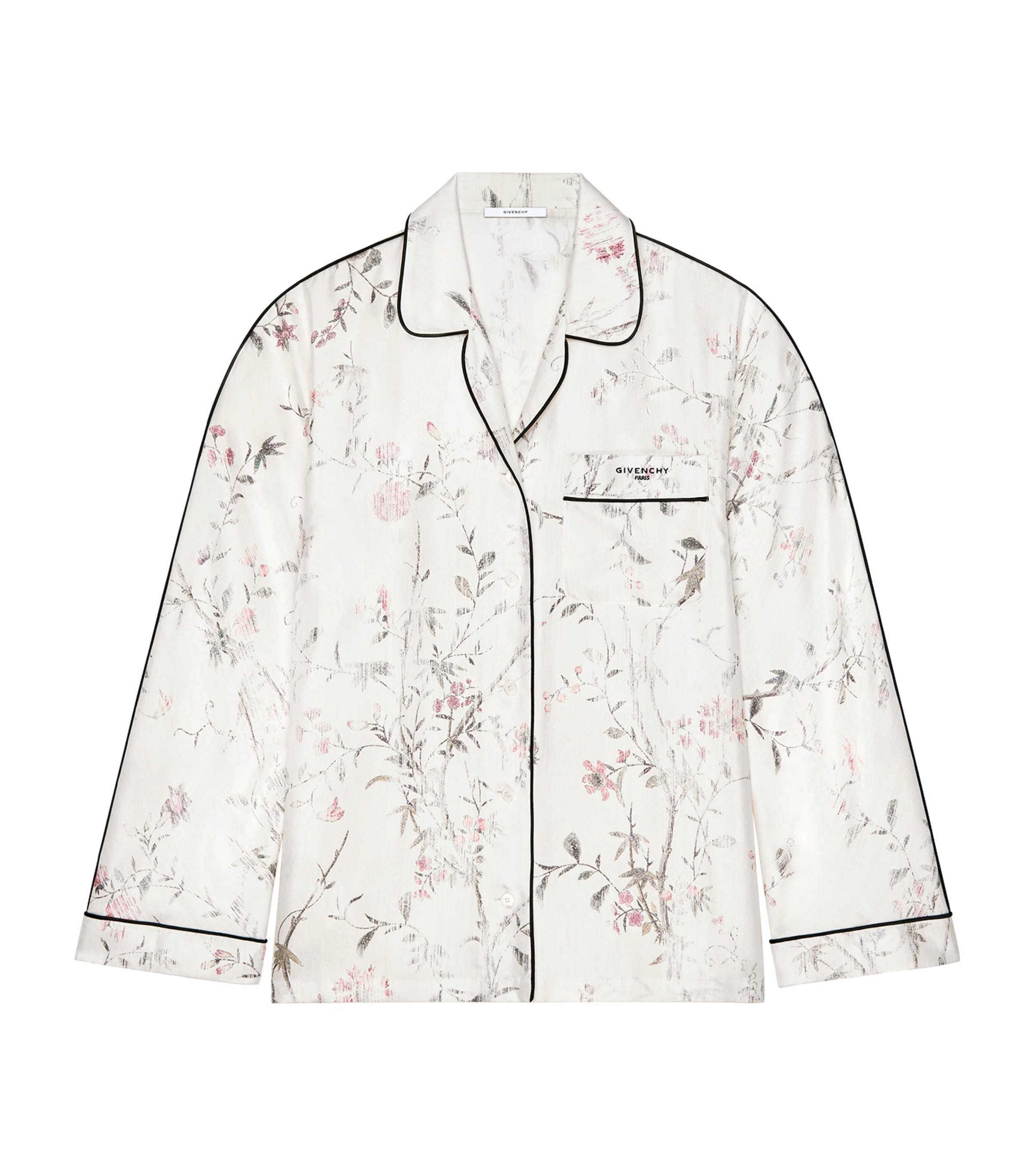 Givenchy Womens Silk Floral Pyjama Shirt White Image 1