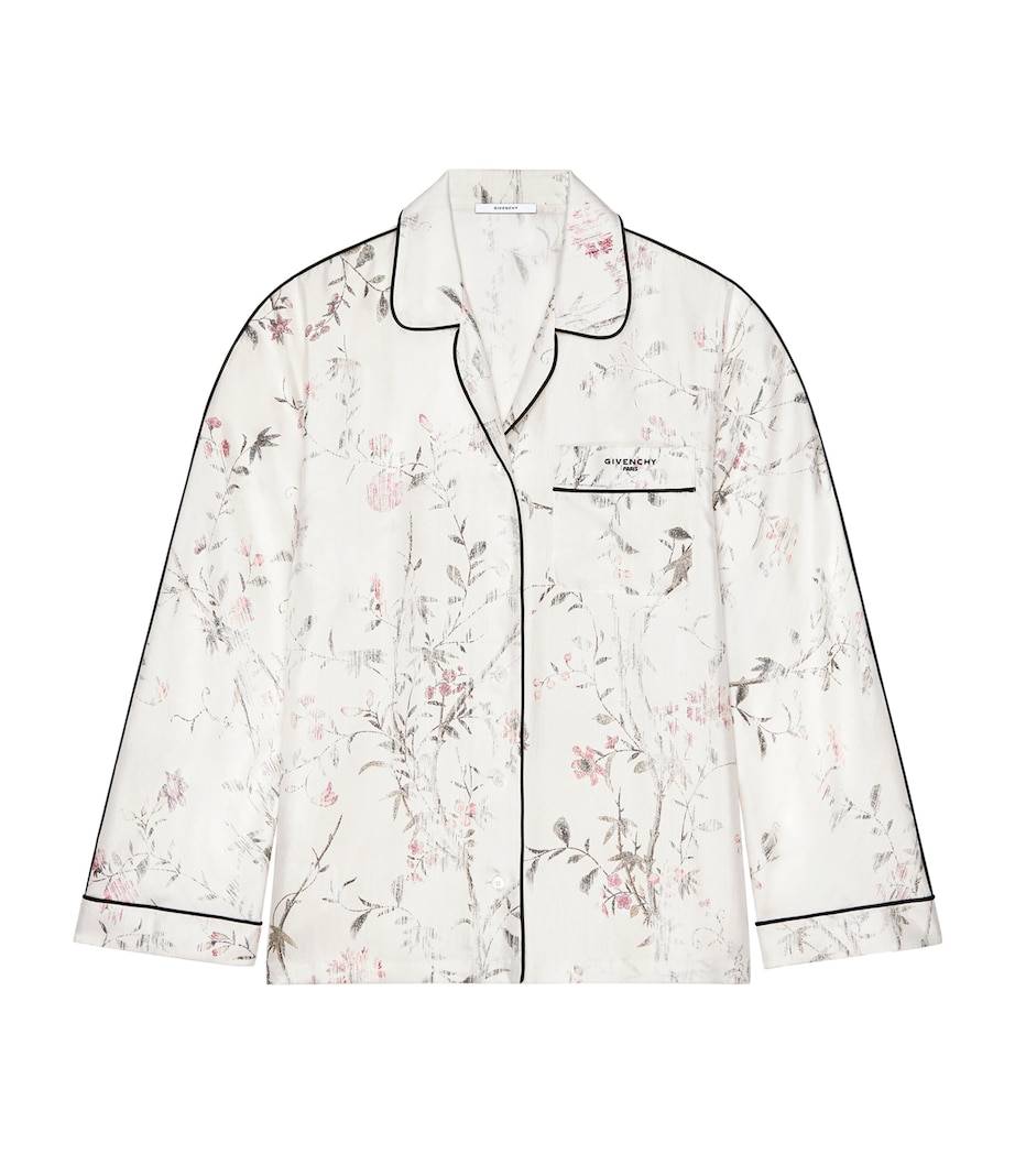 Givenchy Womens Silk Floral Pyjama Shirt White Image 1