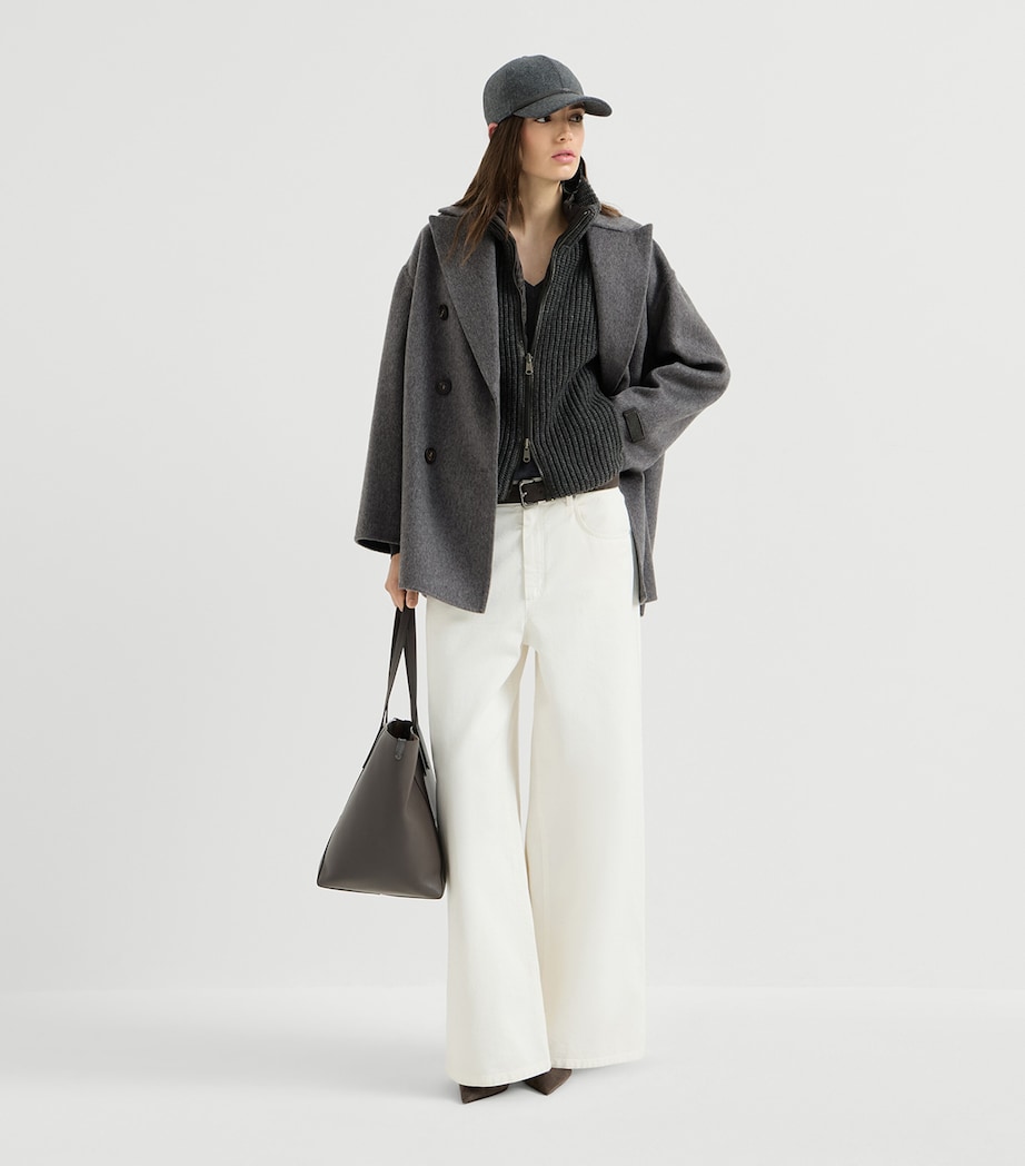 Brunello Cucinelli Womens Cashmere Beaver Pea Coat Image 3