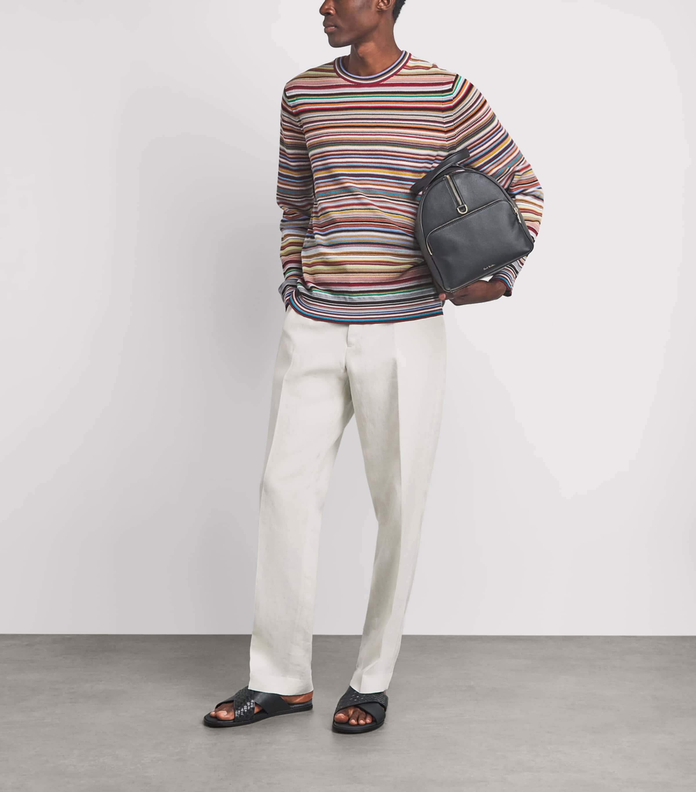 Paul Smith Mens Linen Straight Trousers White Image 2