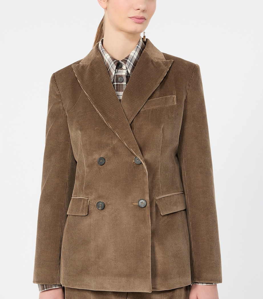 Weekend Max Mara Womens Corduroy Double-Breasted Blazer Light Brown Image 5