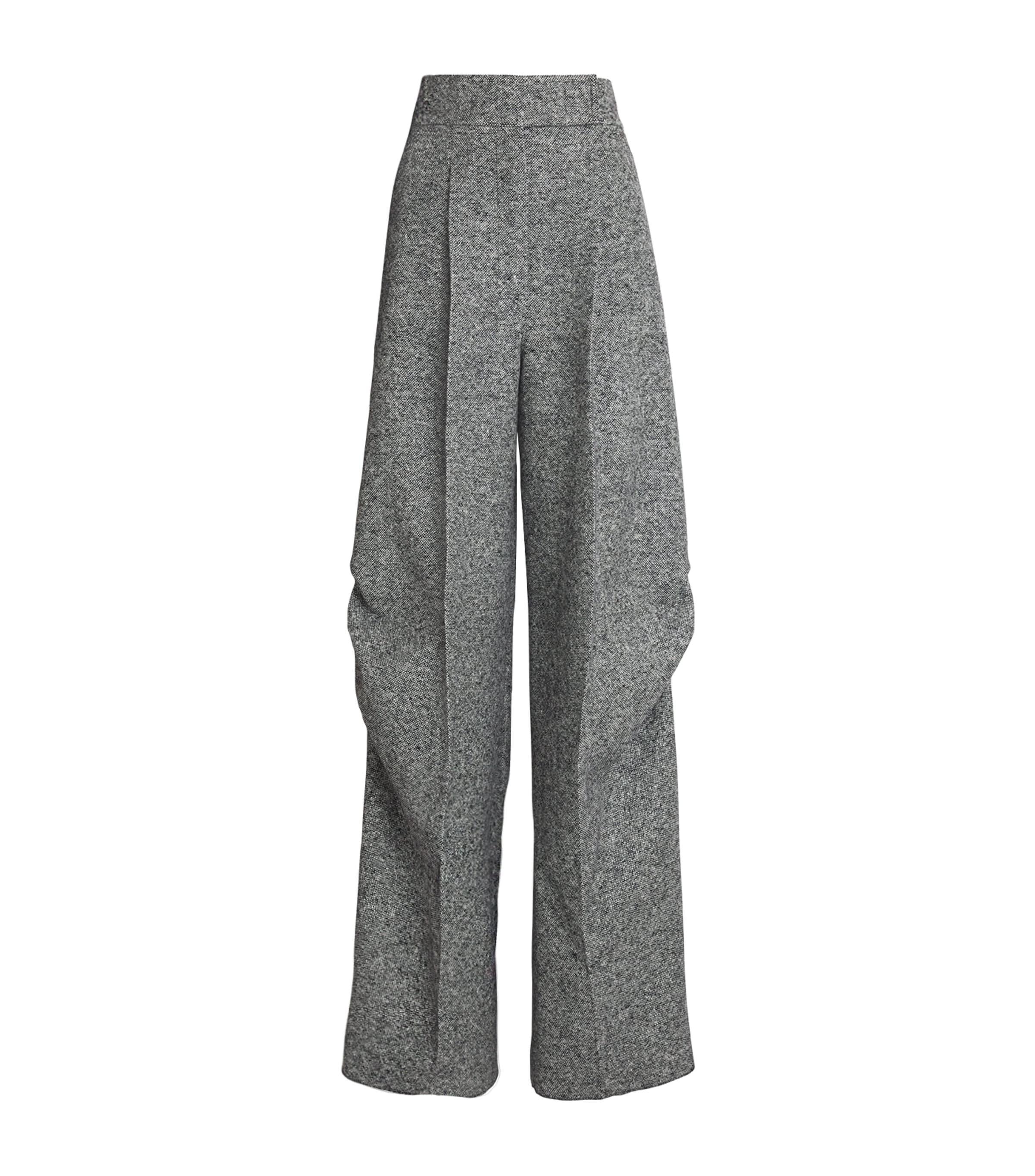 Max Mara Womens White Black Simone Wide-leg Wool-and-silk Trousers In Multi