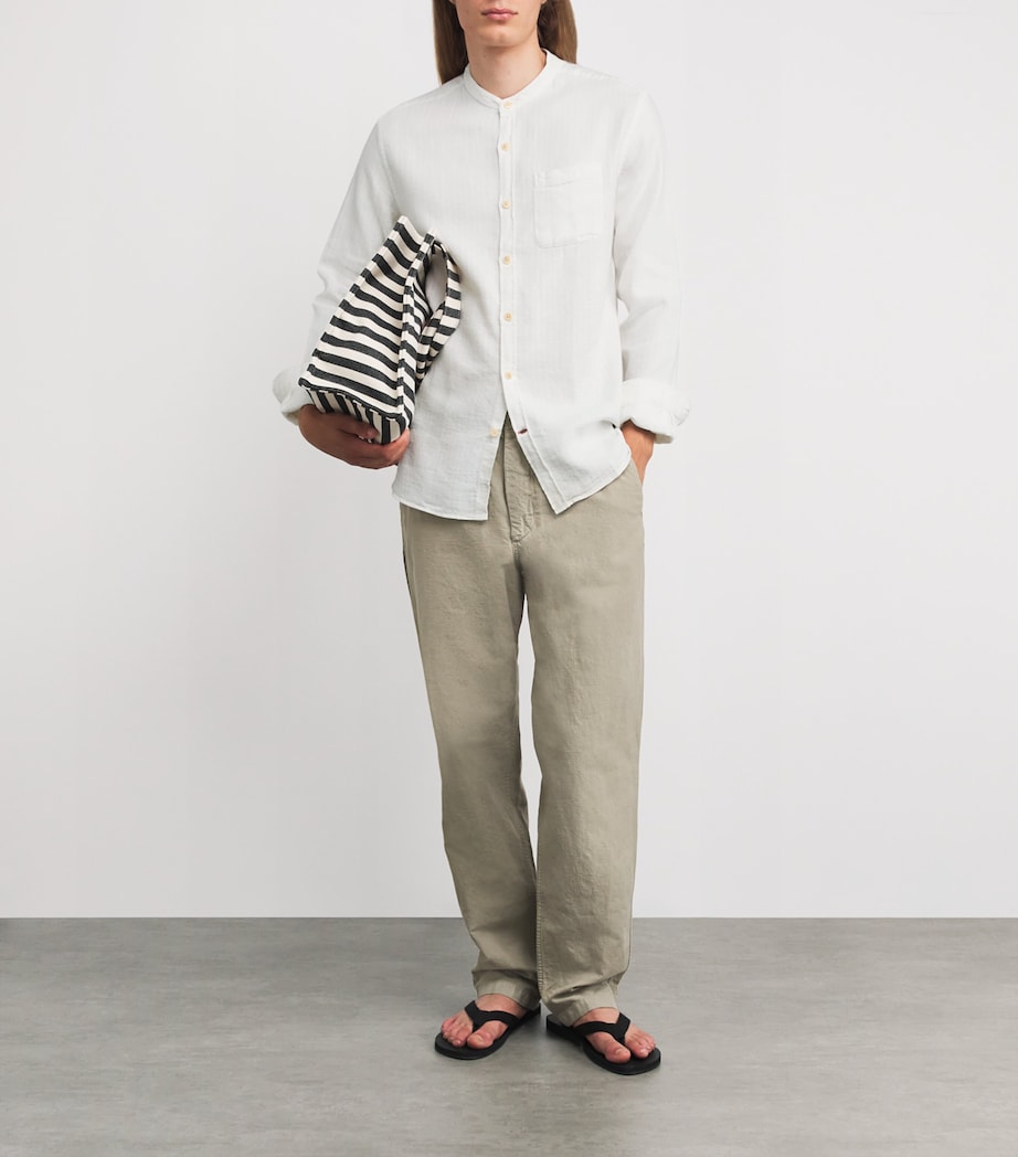 Linen Cotton-Blend Grandad Shirt CREAM Image 2