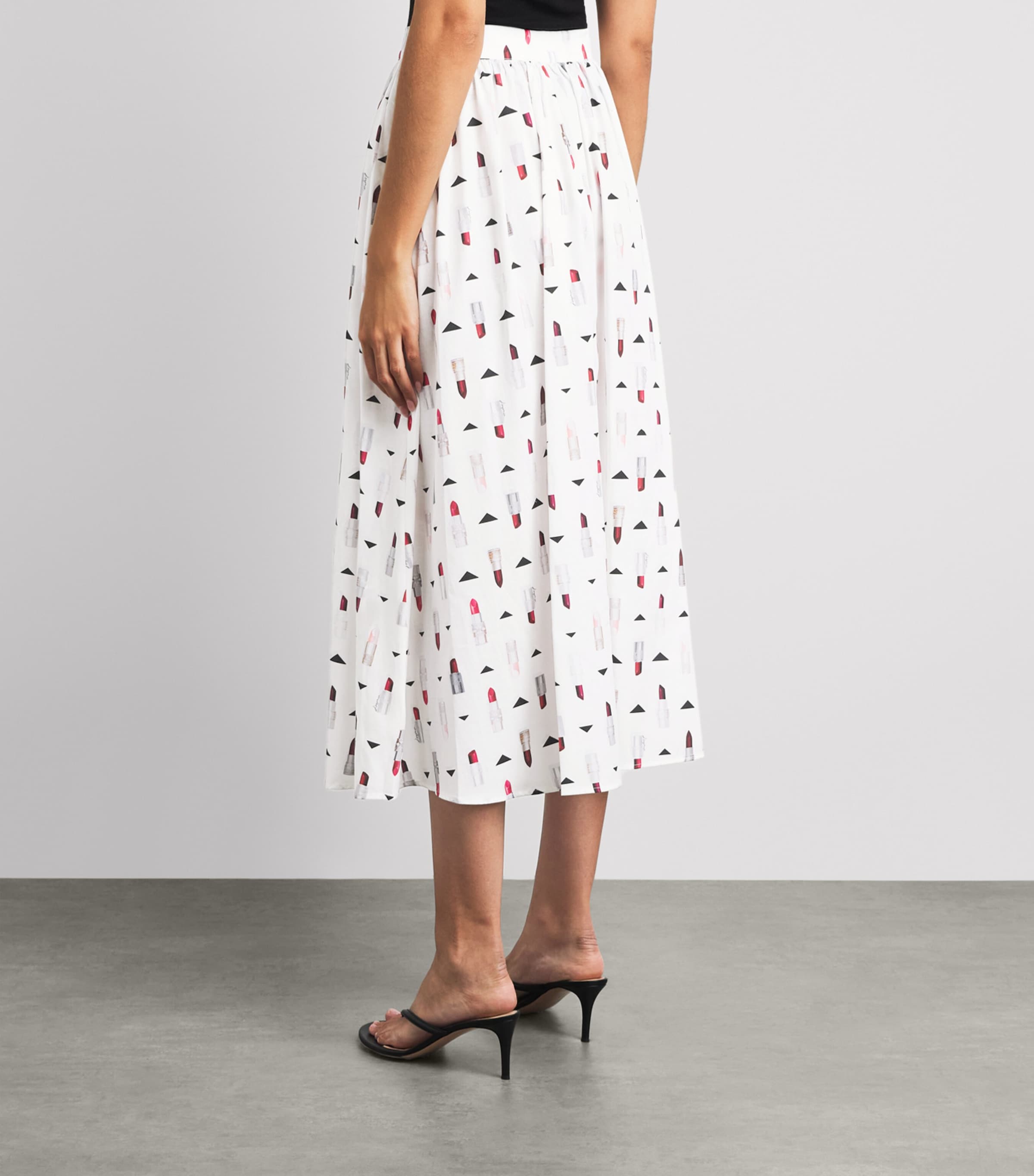 L'Agence Womens Lipstick Seina Pleated Midi Skirt Lipp Ivry Mlti Lpstk Image 5