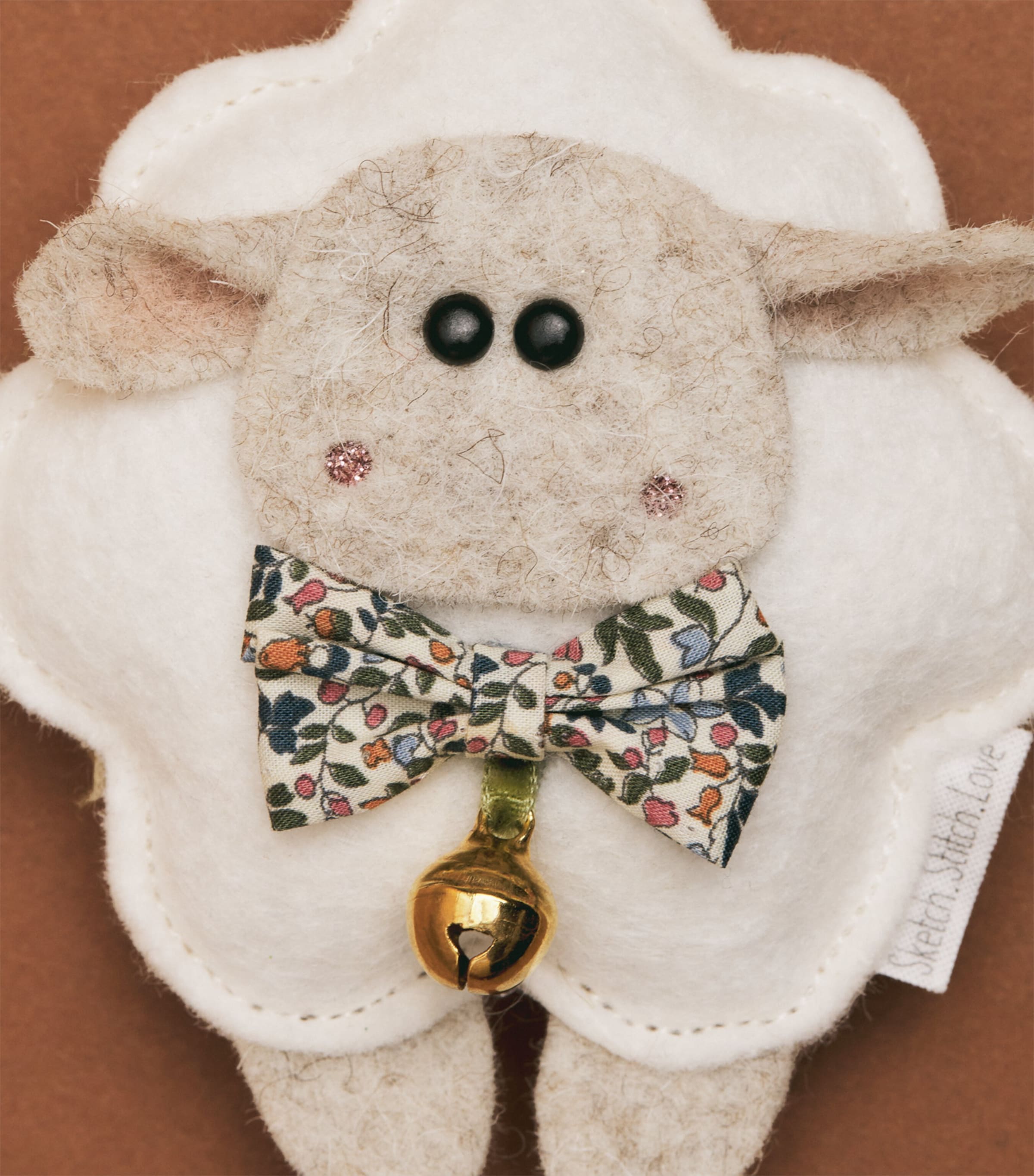 SKETCH.STITCH.LOVE Felt Sheep Tree Decoration Cream/multi Image 2