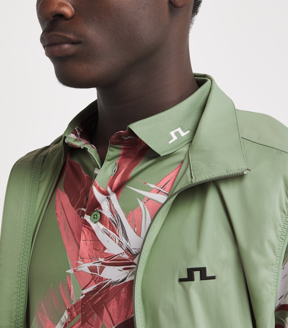 J Lindeberg Mens Tour Tech Print Polo Shirt Paradise Hedge Image 3